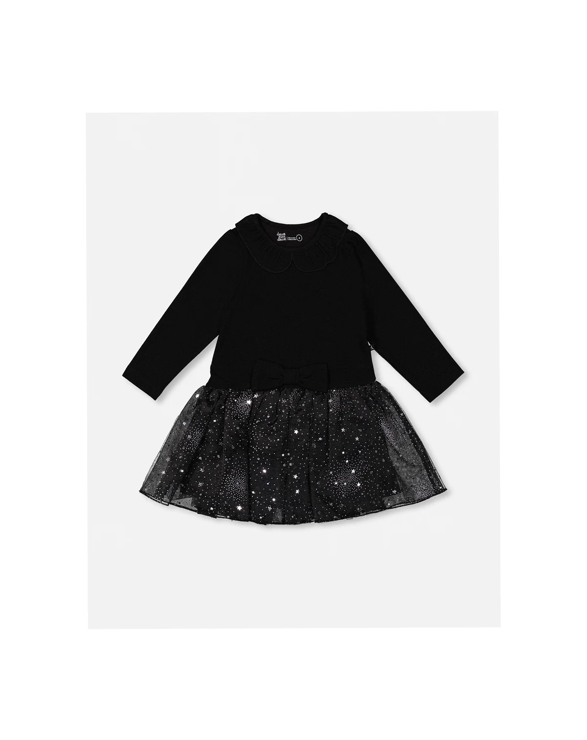 Girl Bi-Material Dress with Glittering Skirt Black - Toddler|Child