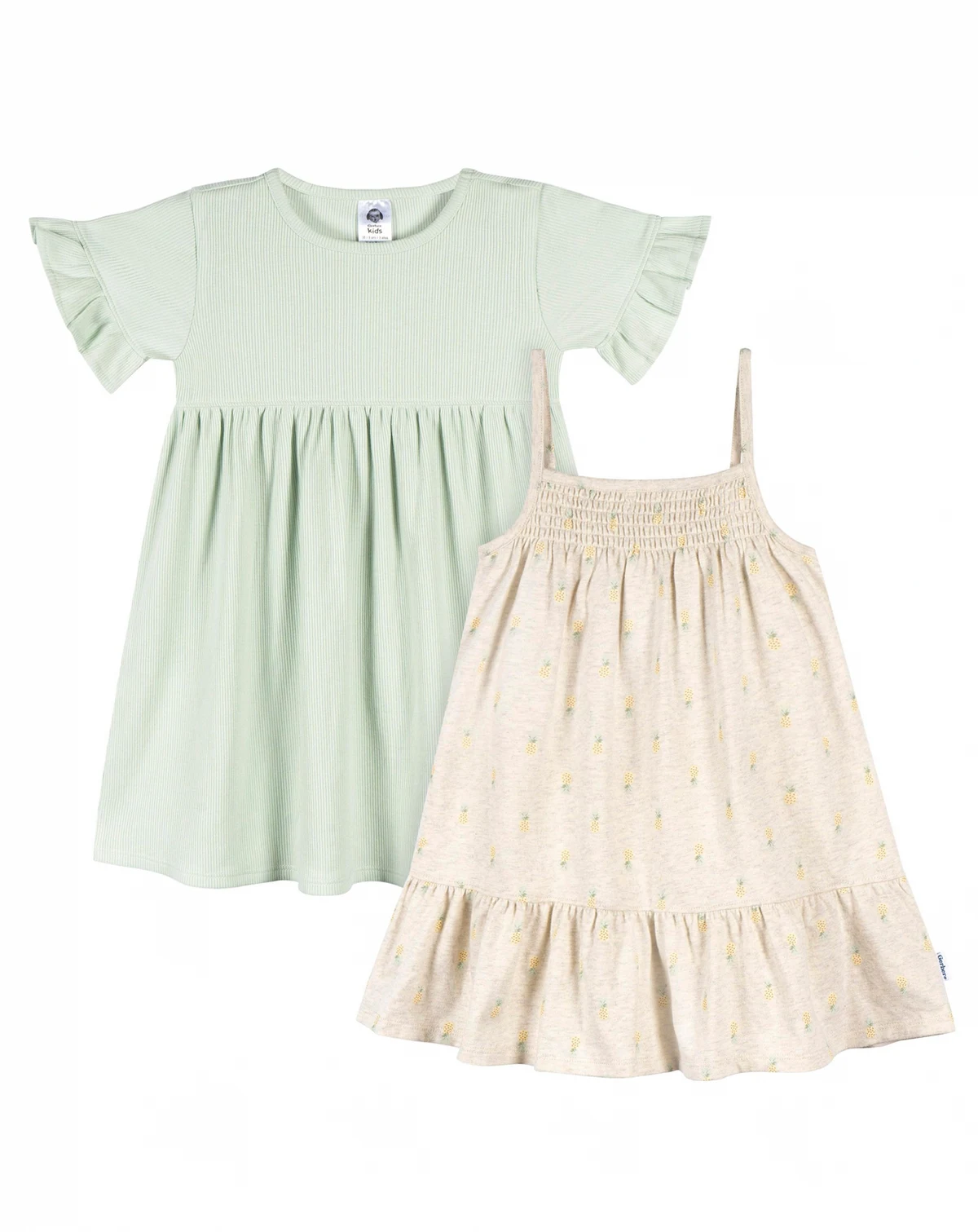 Toddler Girls Short Sleeve and Sleeveless Dress, 2 Pack