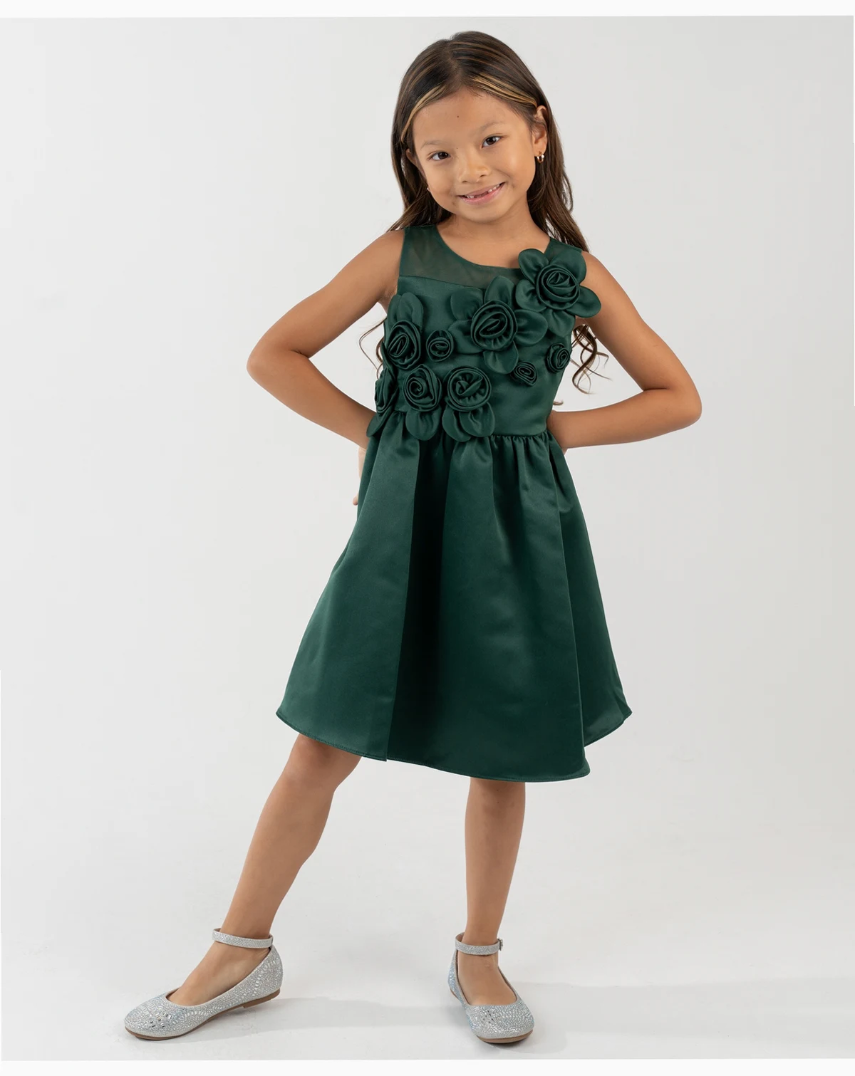 Girls' 2T-6X 3D Flower Applique Dress