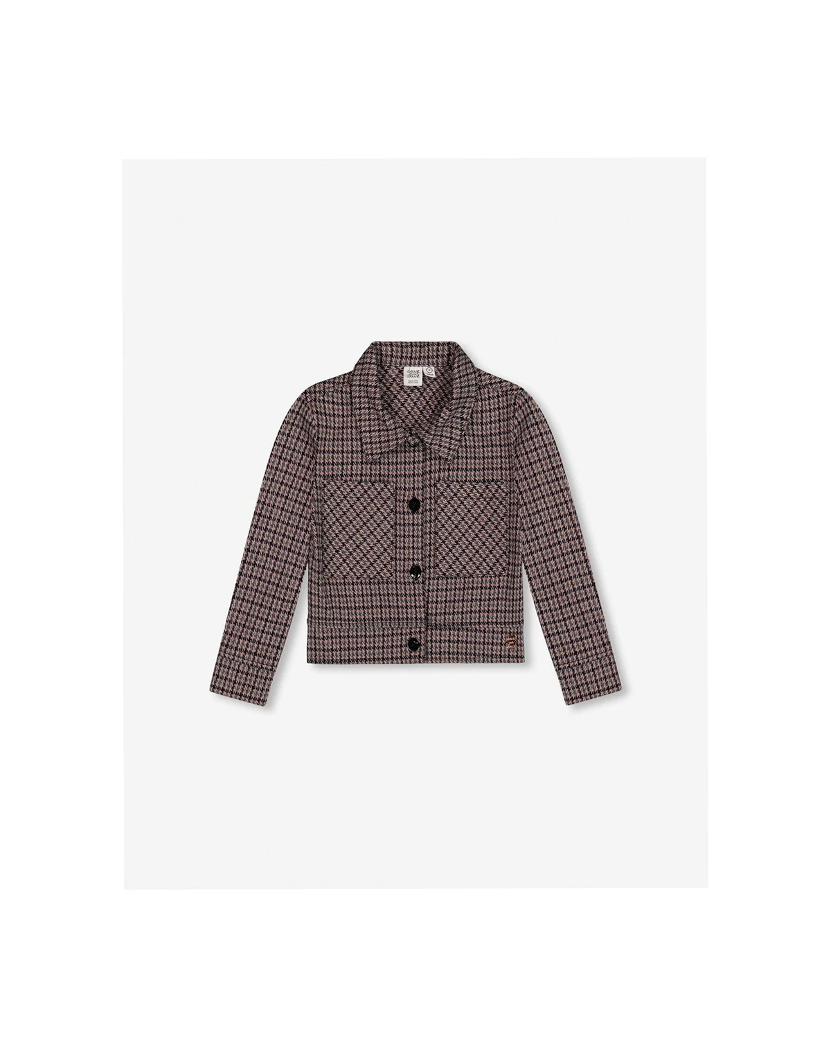 Toddler Girls Jacquard Knit Jacket with Houndstooth Pattern - Toddler|Child