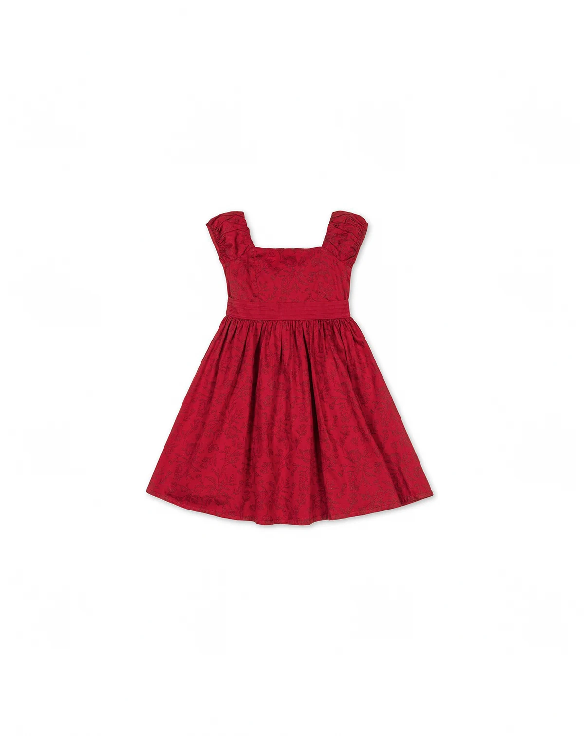 Little Girls Organic Puff Sleeve Sateen Party Dress