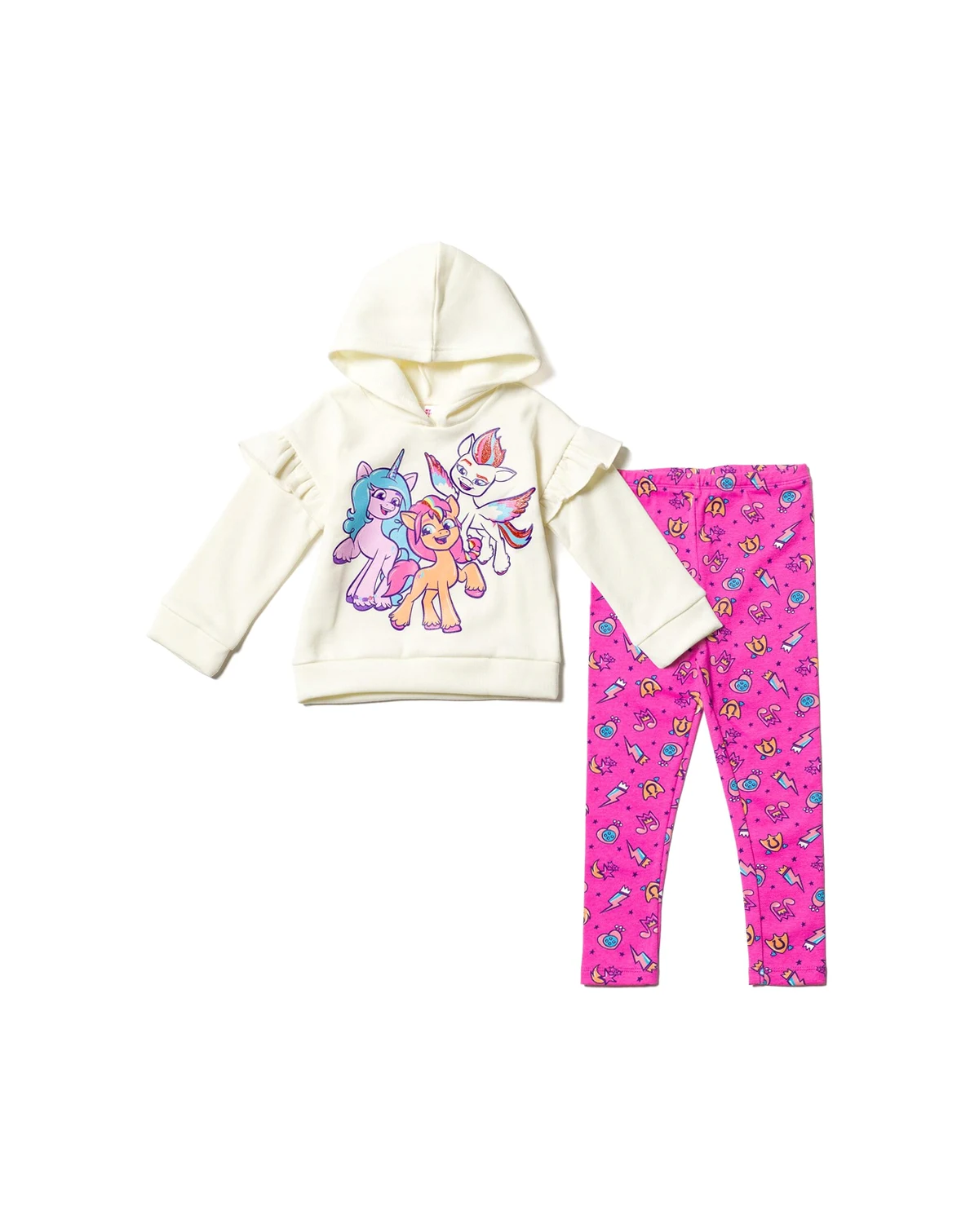 Toddler Girls My Pony Zipp Storm Sunny Starscout Izzy Moonbow Pullover Fleece Hoodie & Leggings Outfit Set Toddler to Big Kid