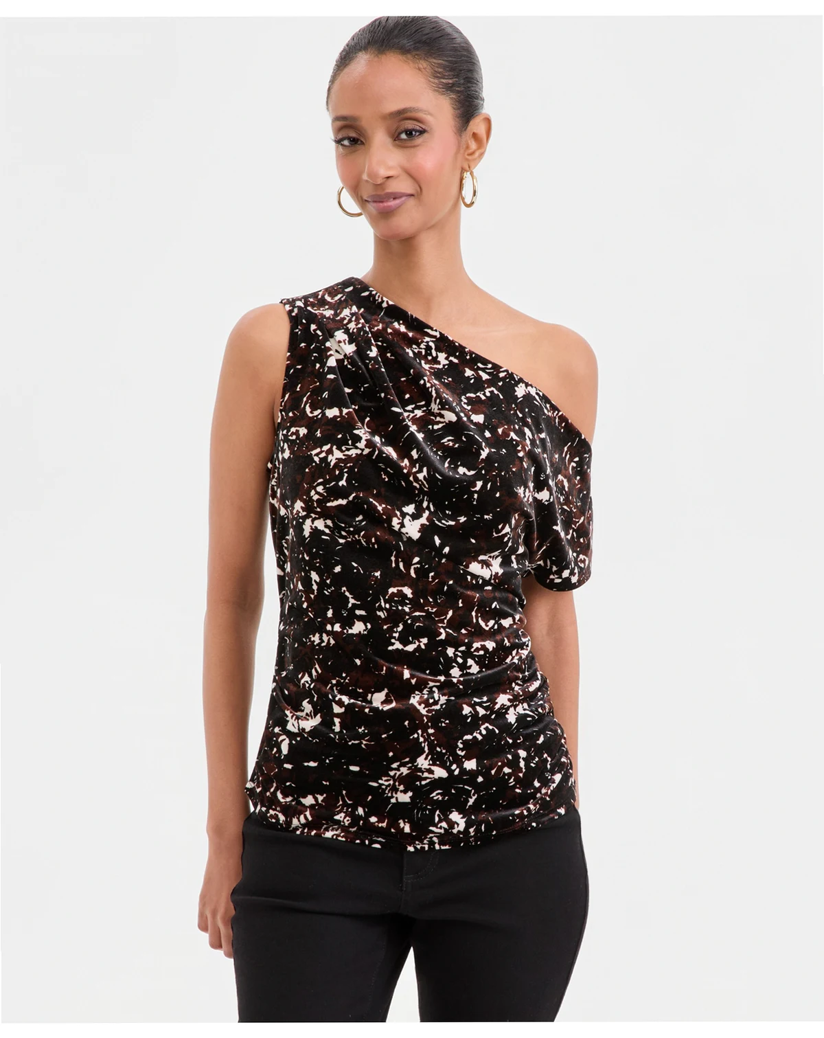 Women's Asymmetric Draped Velvet Top, Macy's Exclusive