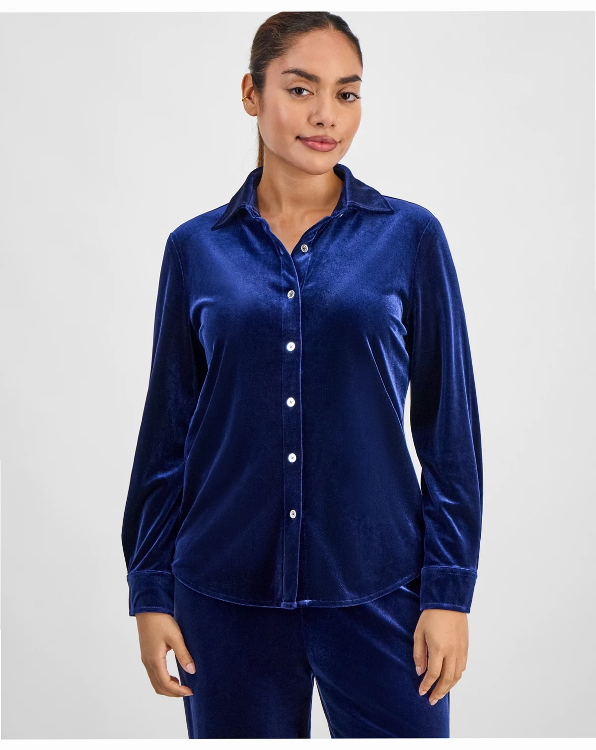 AK Anne Klein Petite Velour Shirt
