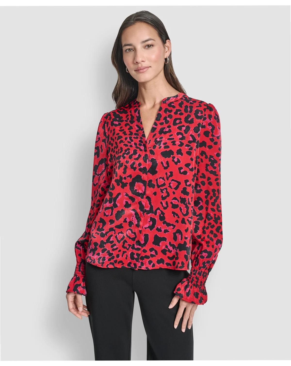 Women's Long-Sleeve Split-Neck Top