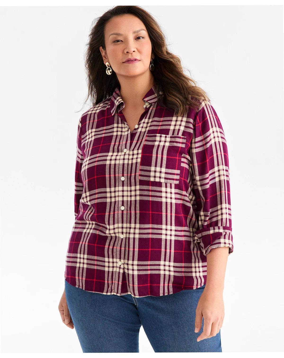 Plus Size Plaid Perfect Shirt, Macy's Exclusive