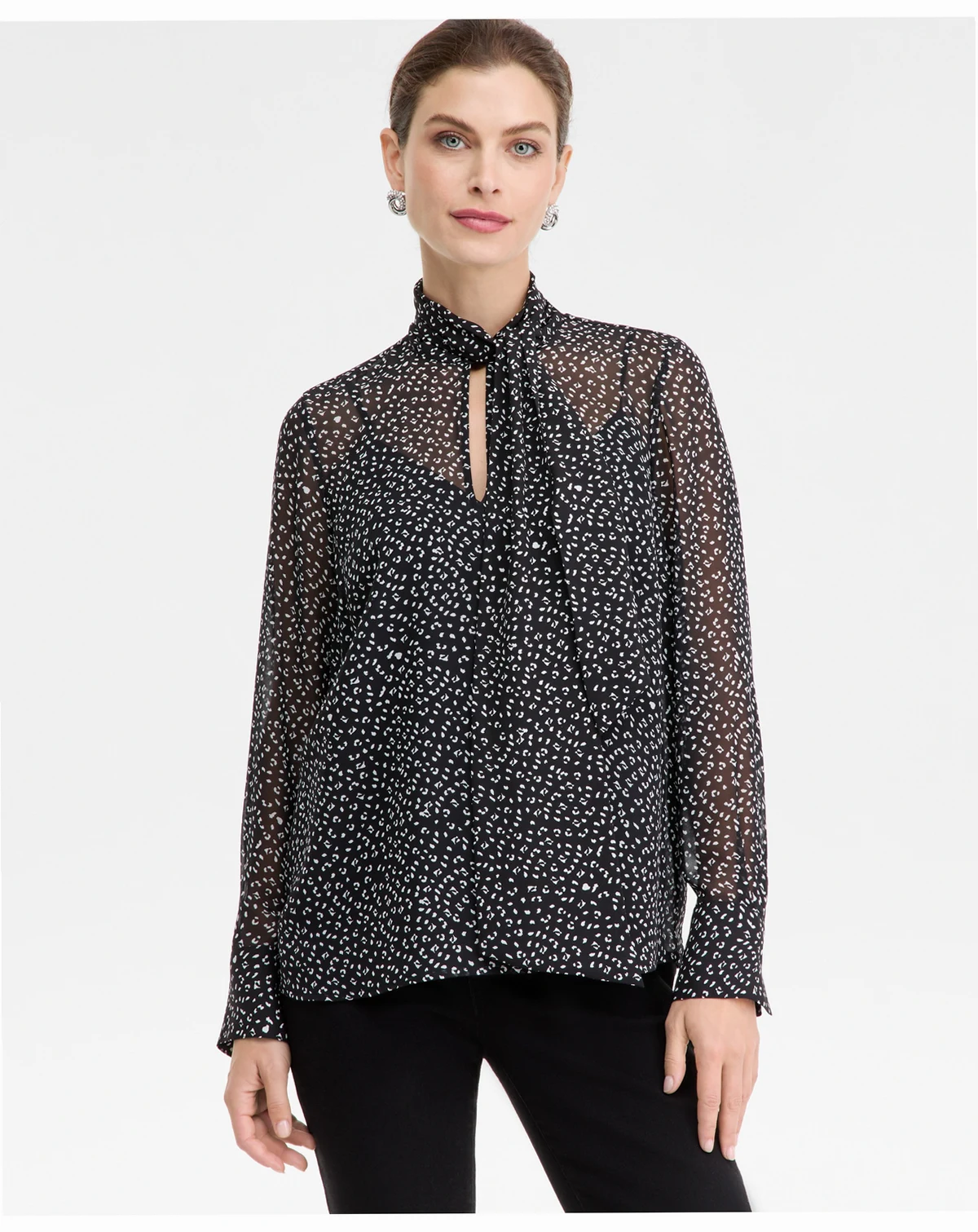 Women's Long-Sleeve Tie-Neck Blouse, Macy's Exclusive