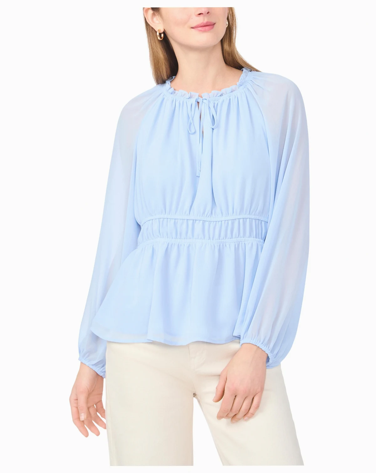 Women's Double Elastic Waist Crewneck Top