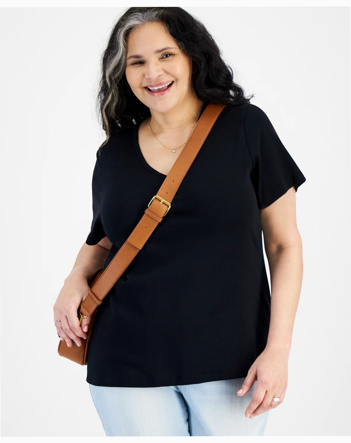 Plus Size Short-Sleeve V-Neck Top, Macy's Exclusive
