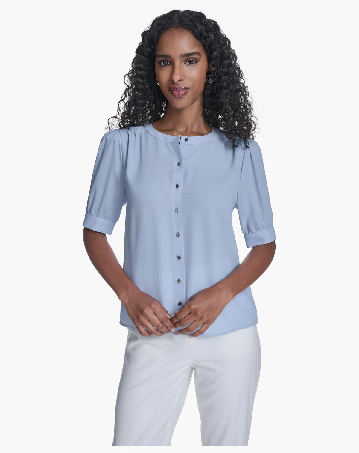 Women's Short-Sleeve Button Front Top