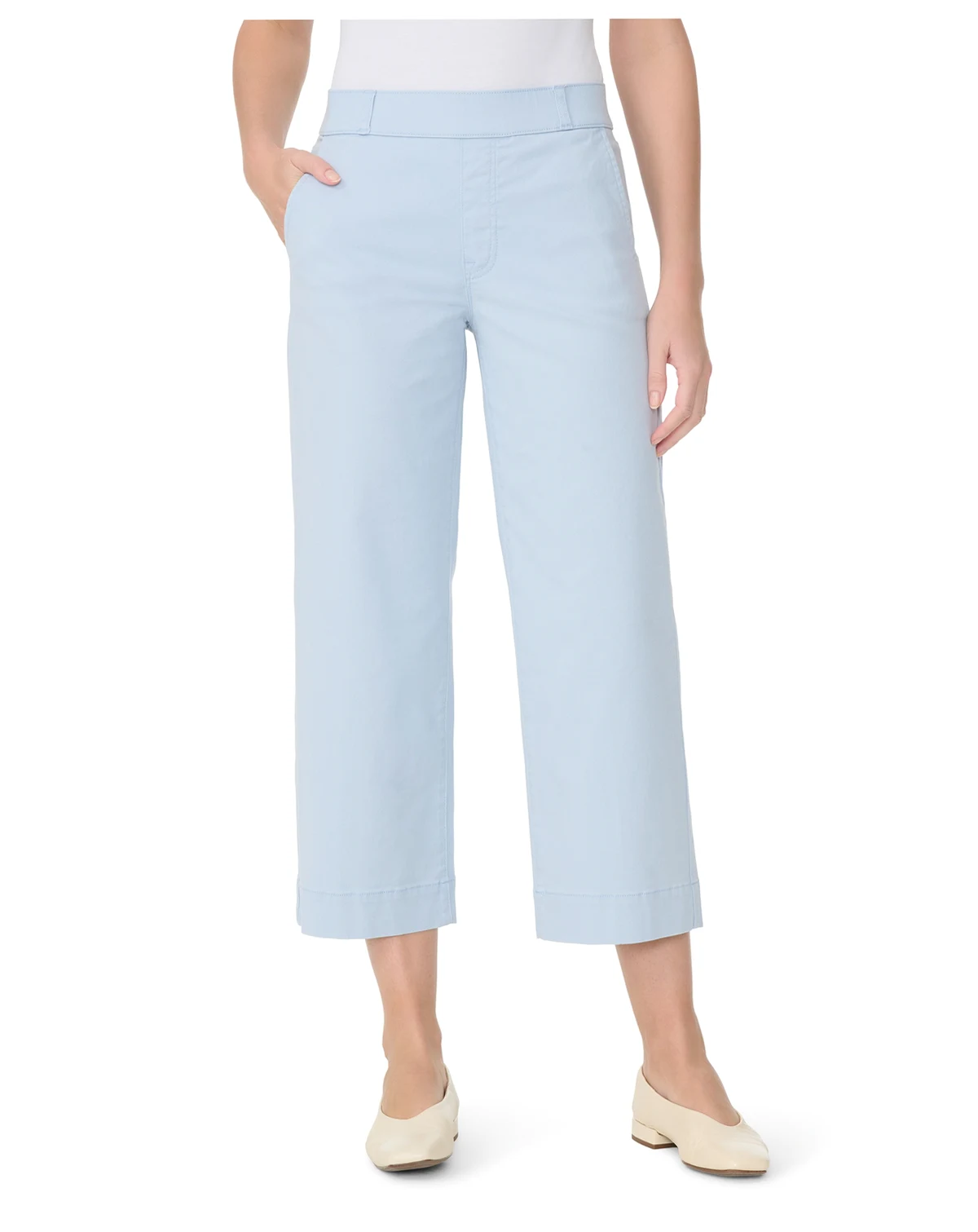 Women's Shape-Effect Wide-Leg Cropped Pull-On Jeans