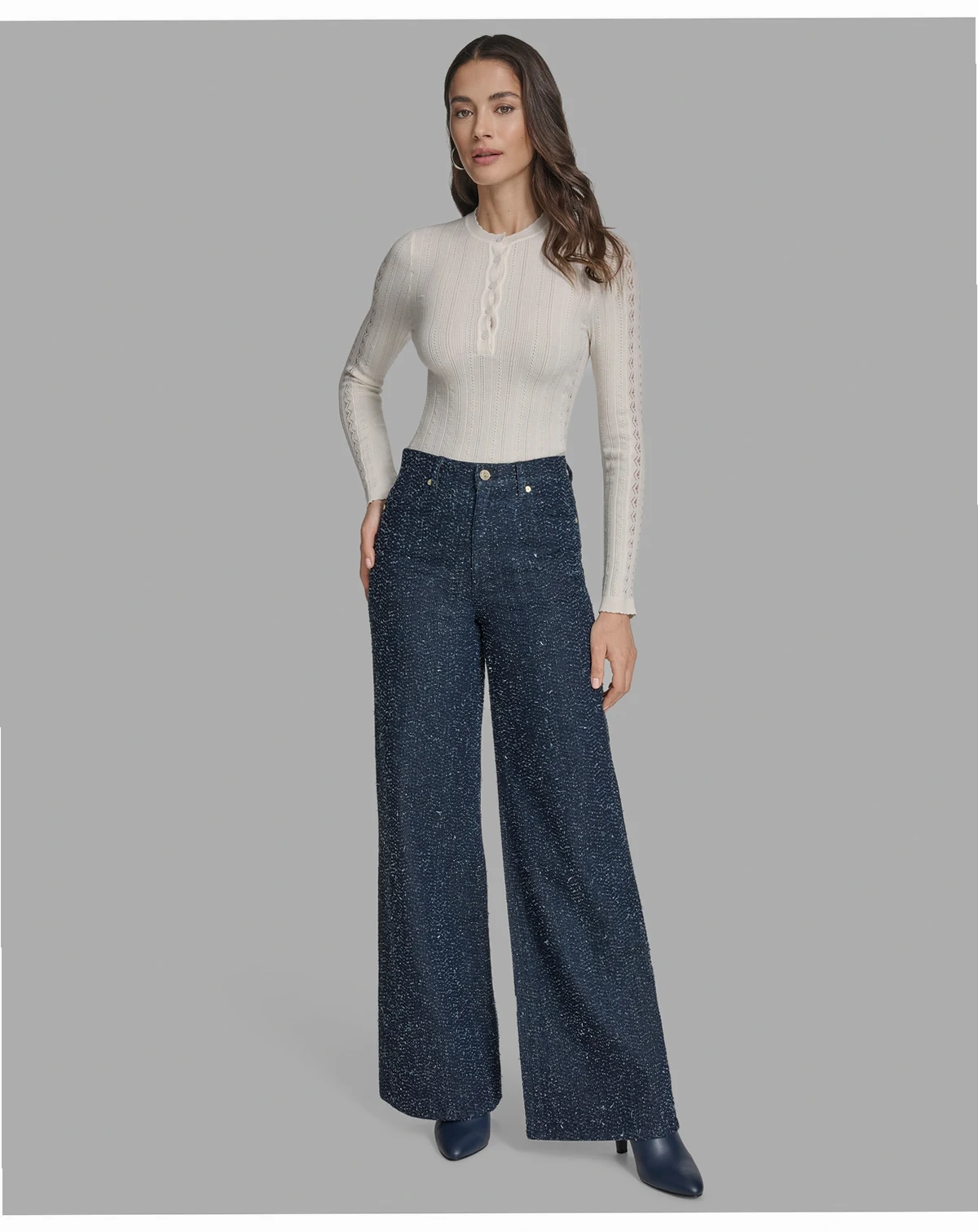 Women's Textured Wide-Leg Jeans