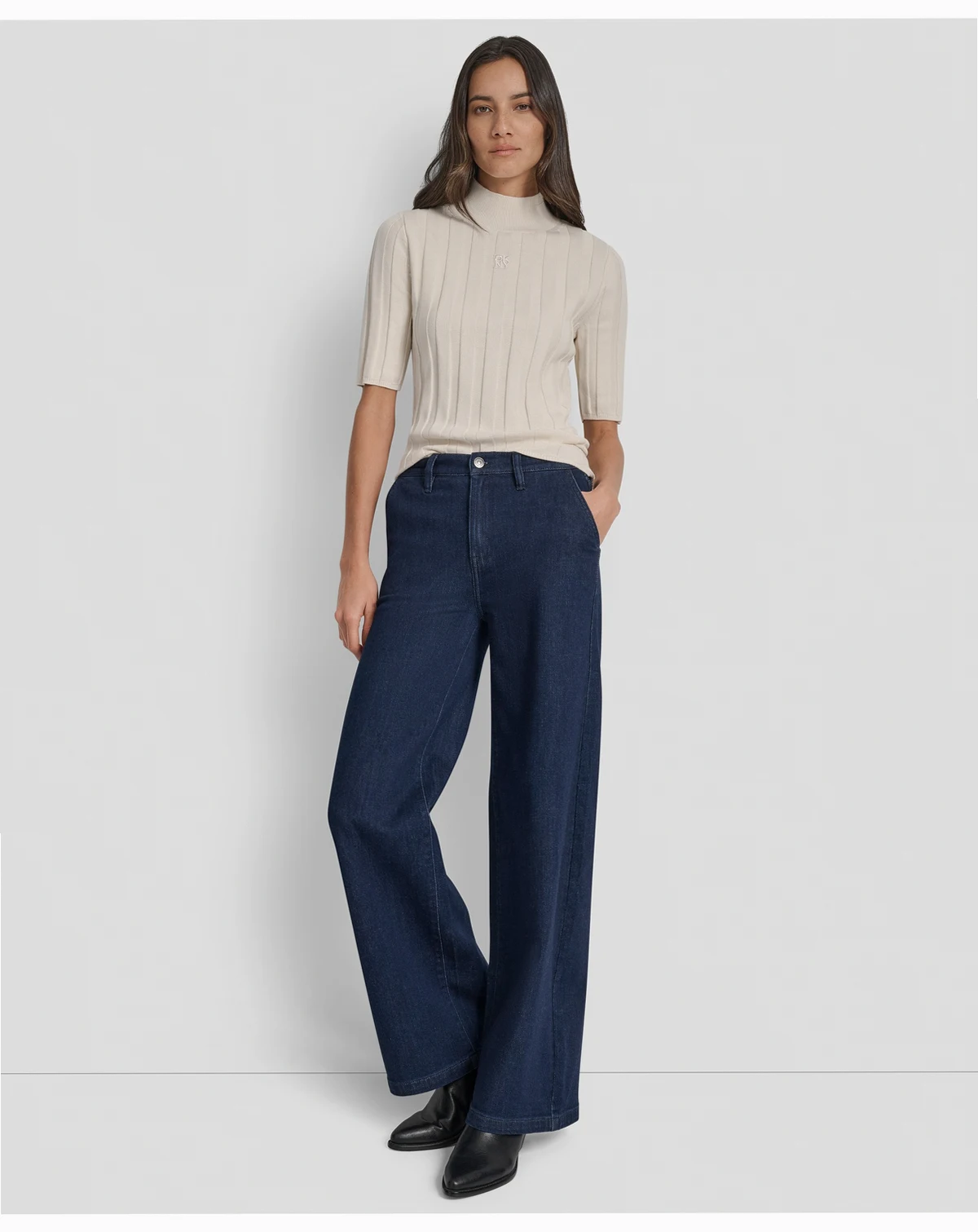 Petite High-Rise Tailored Trouser Jeans