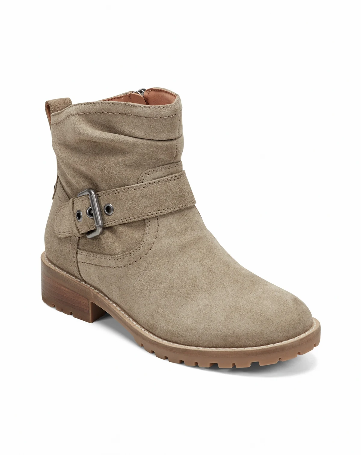 Women's Thrill Buckle Strap Ruched Booties