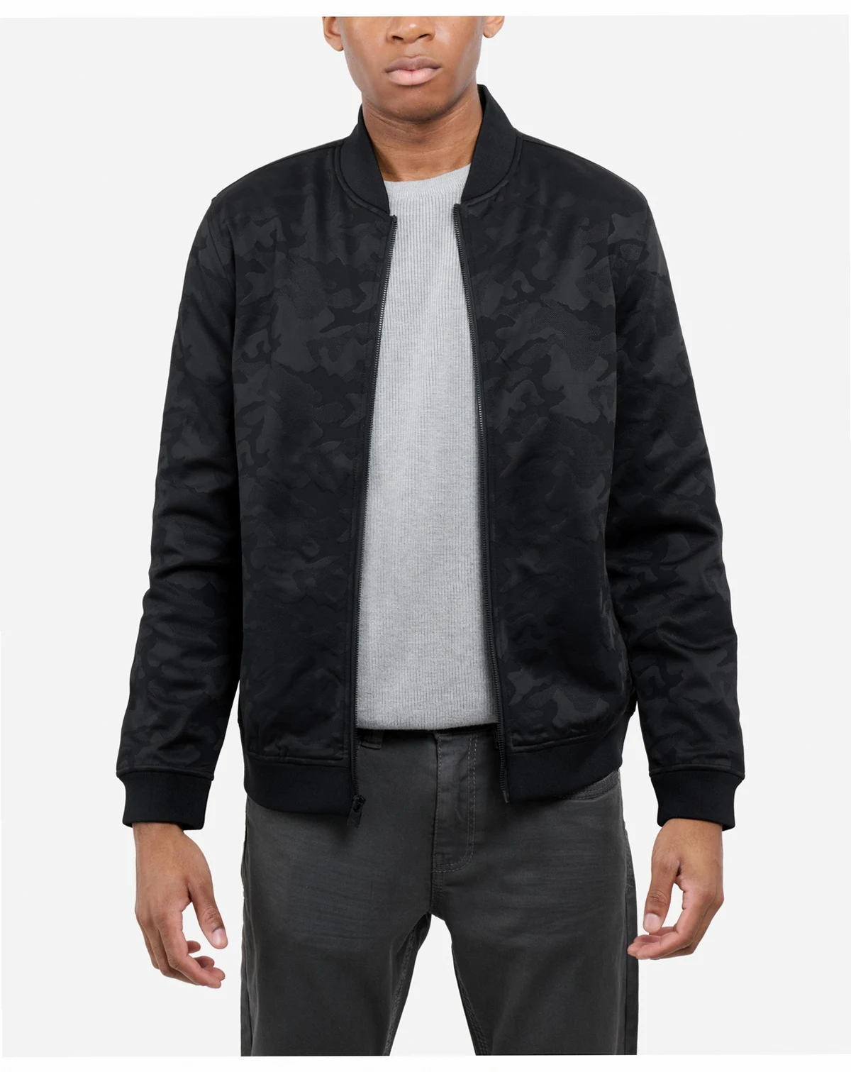Men's Jacquarded Camouflage Bomber Jacket