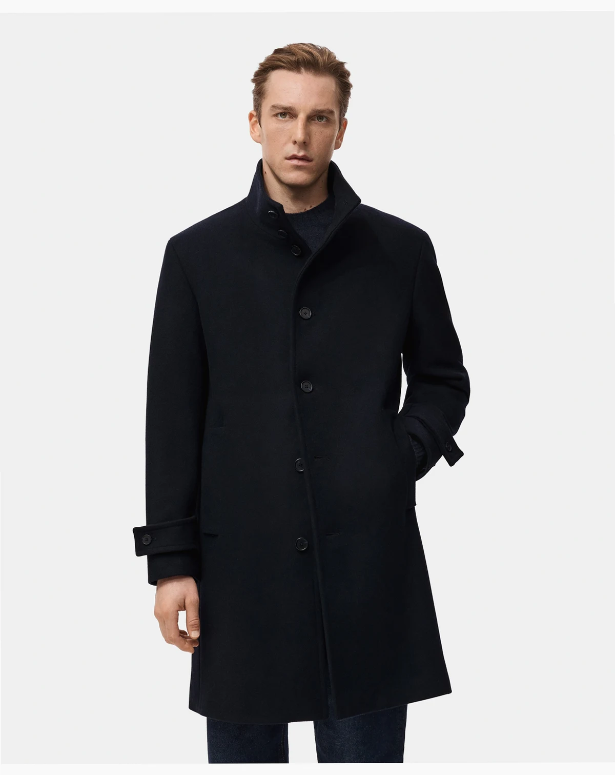 Men's Wool Funnel Neck Coat