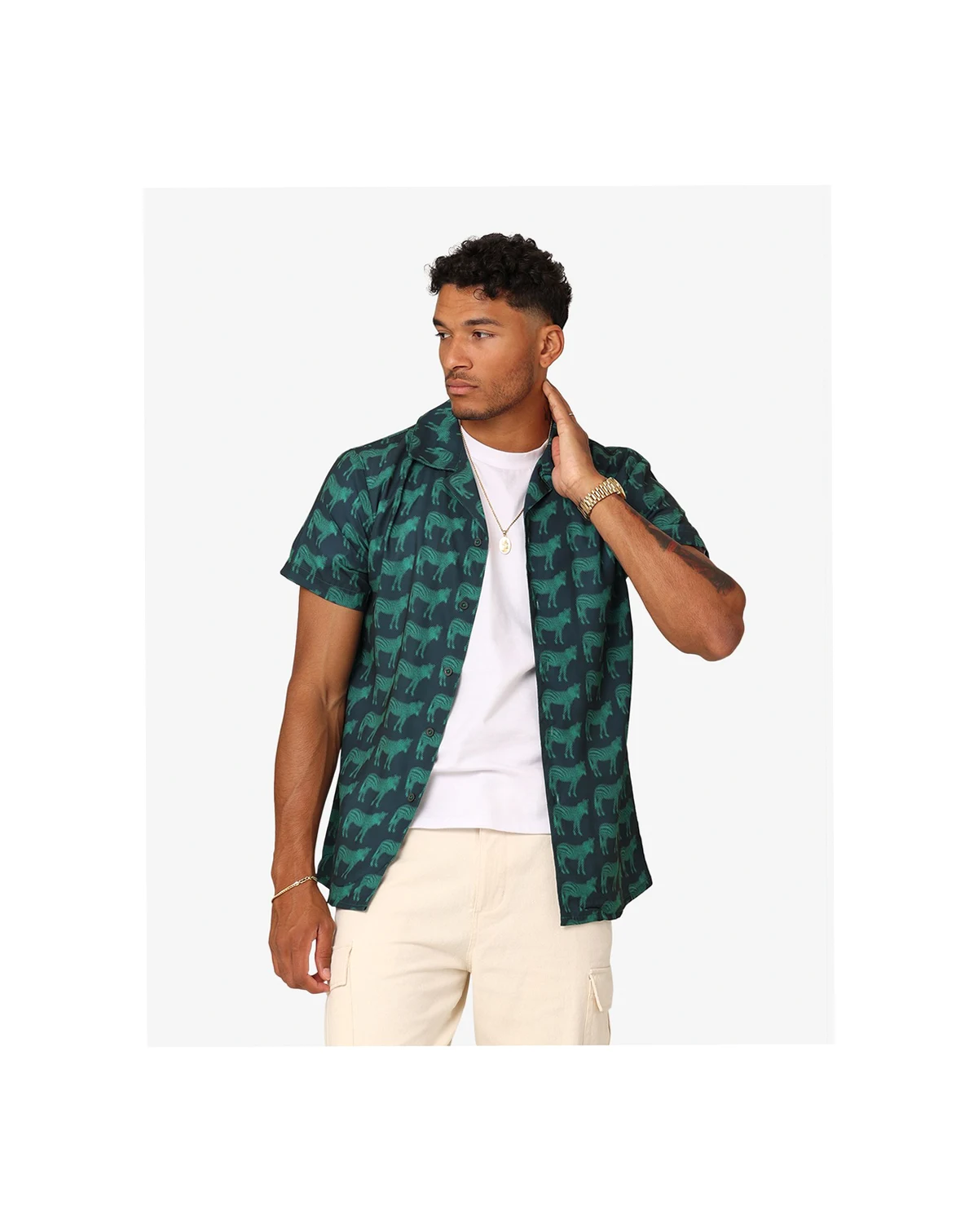 Men's Zently Button Up Shirt - Green 2XL