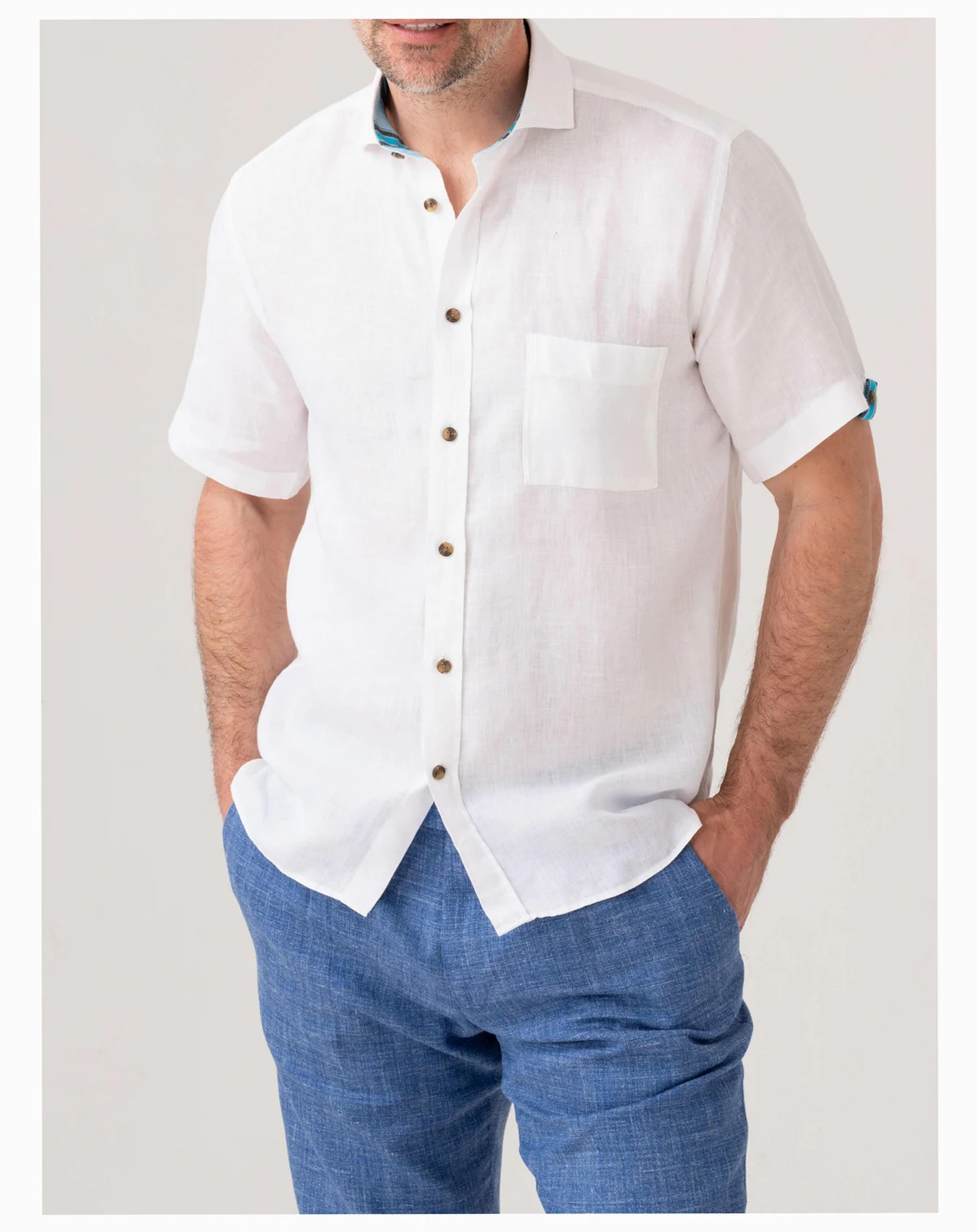 Men's Regular Fit Short Sleeve Linen Shirt