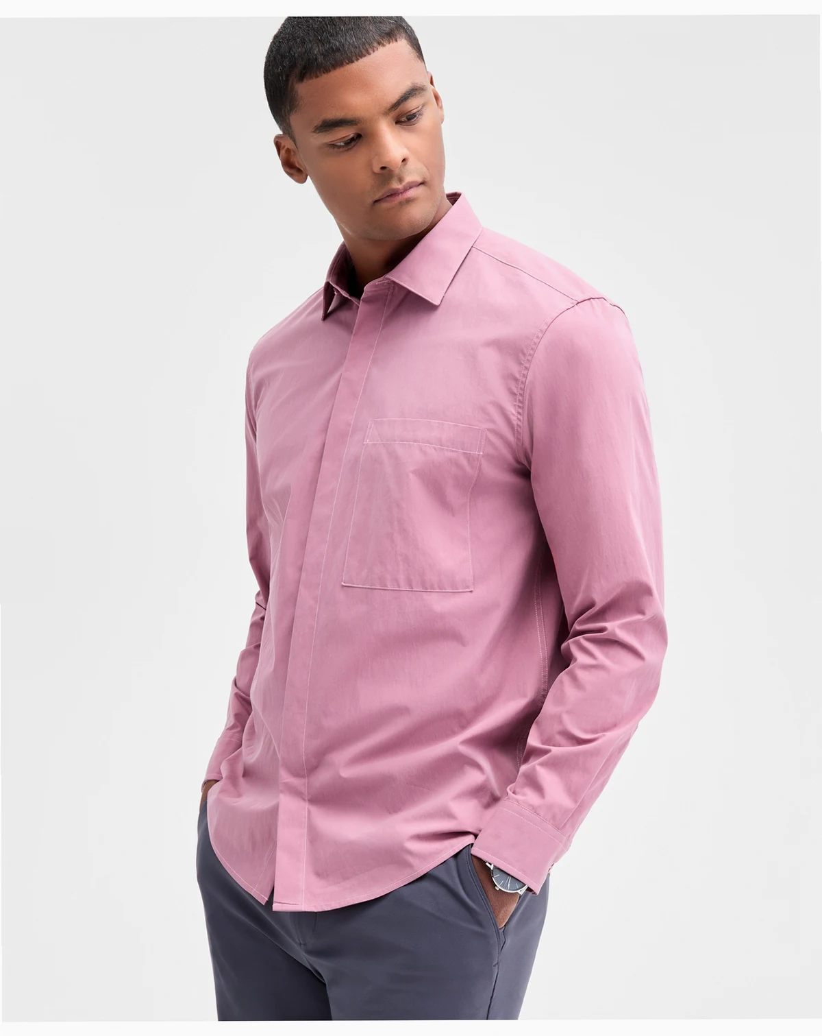 Men's Long Sleeve One-Pocket Button-Front Shirt, Macy's Exclusive