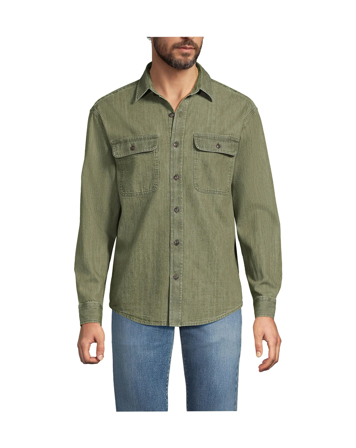 Men's Long Sleeve Indigo Work Shirt