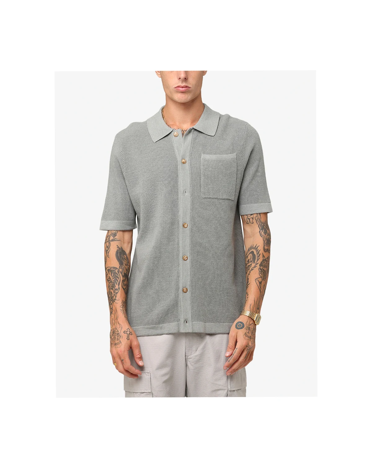 Men's Zyair Knit Rib Button Up Shirt