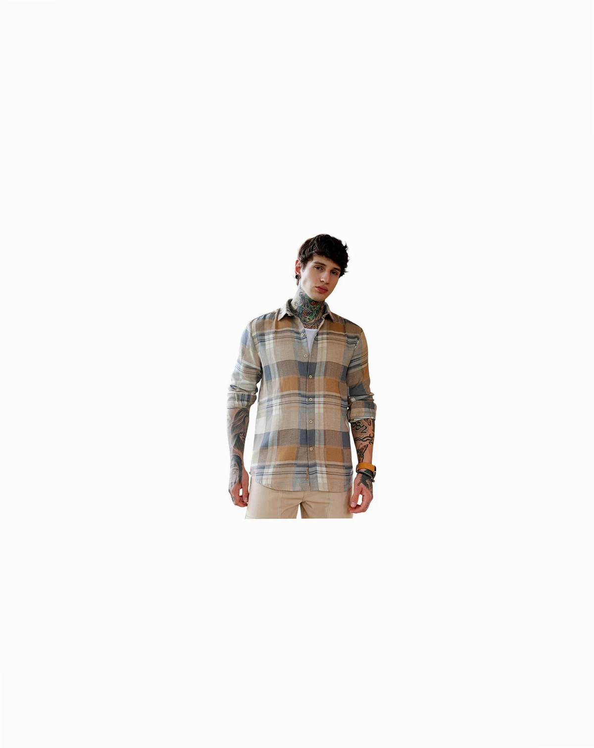 Men's Gradient-Plaid Regular Shirt