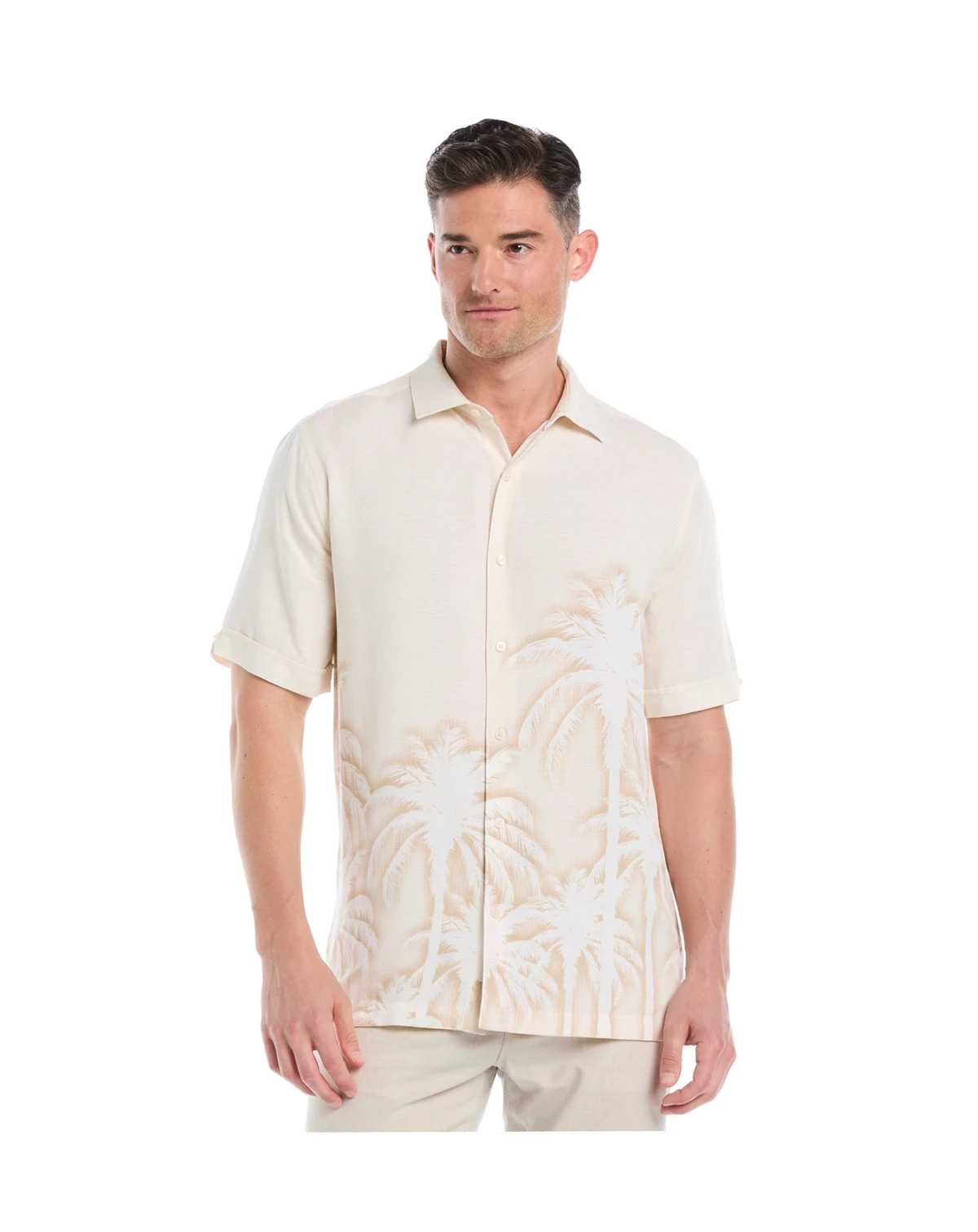 Men's Batik Palm Print Short-Sleeve Button-Down Shirt