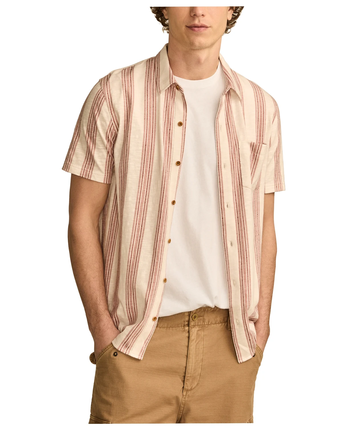 Men's Linen Short Sleeve Ombre Stripe Shirt