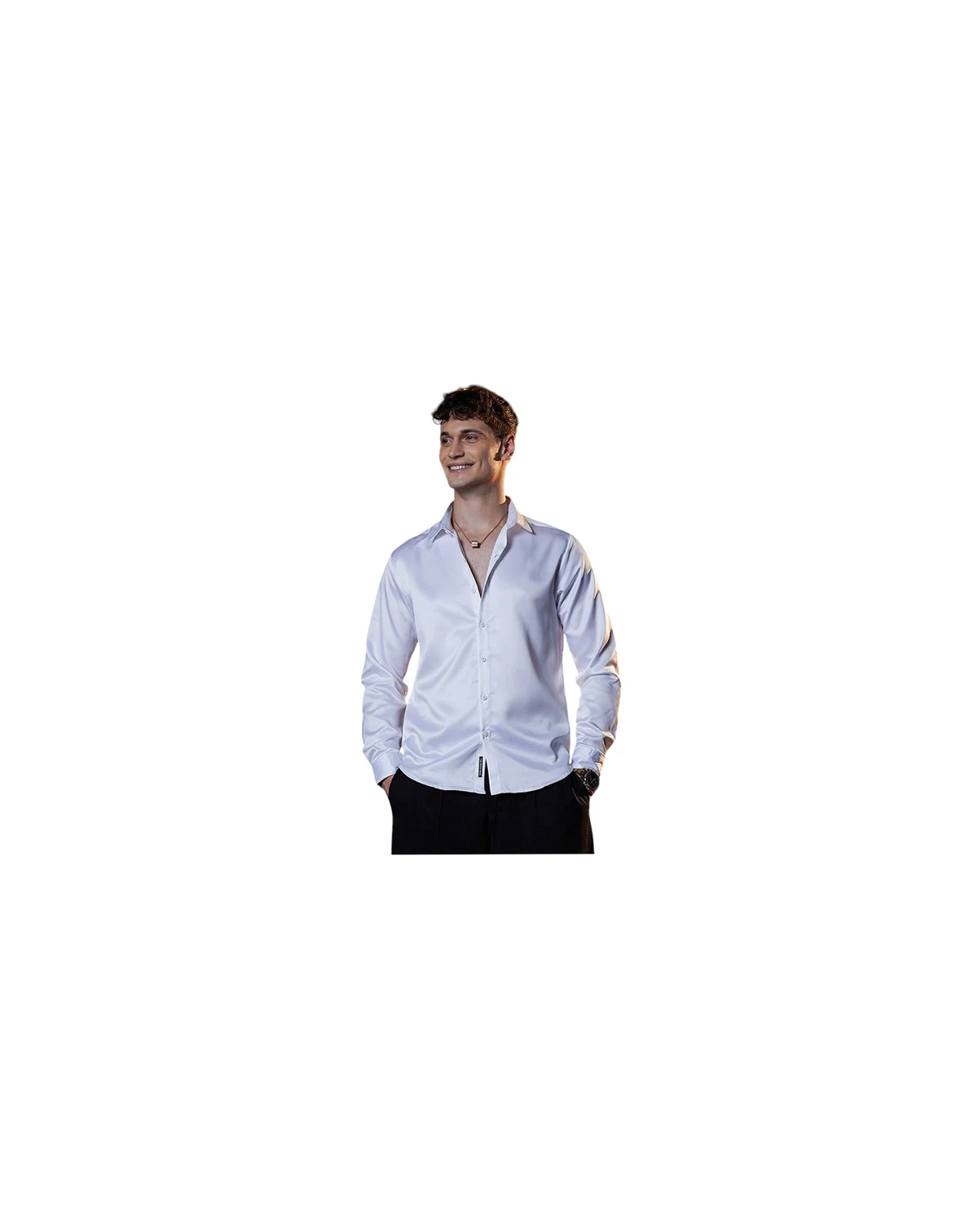 Men's Chalk White Satin Lustre Shirt