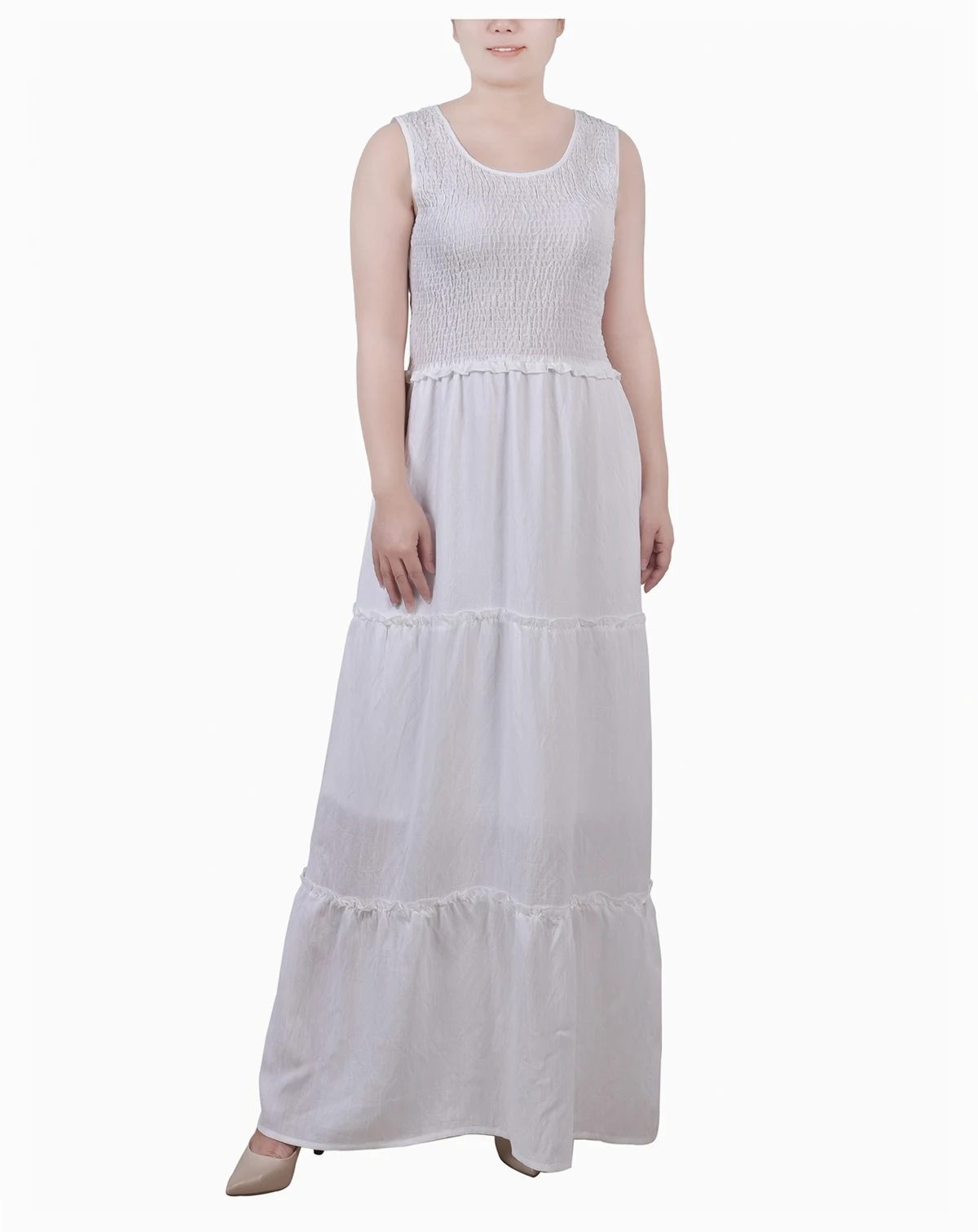 Petite Sleeveless Textured Tiered Maxi Dress