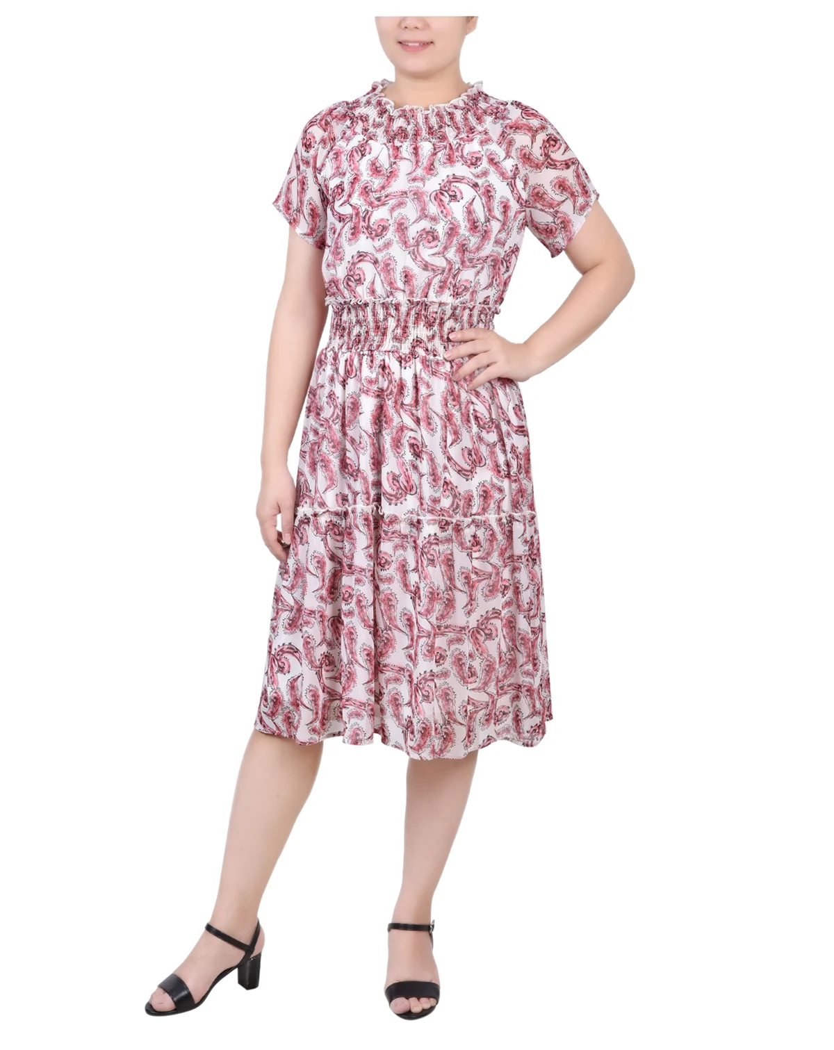 Petite Short Sleeve Smocked Waist Dress