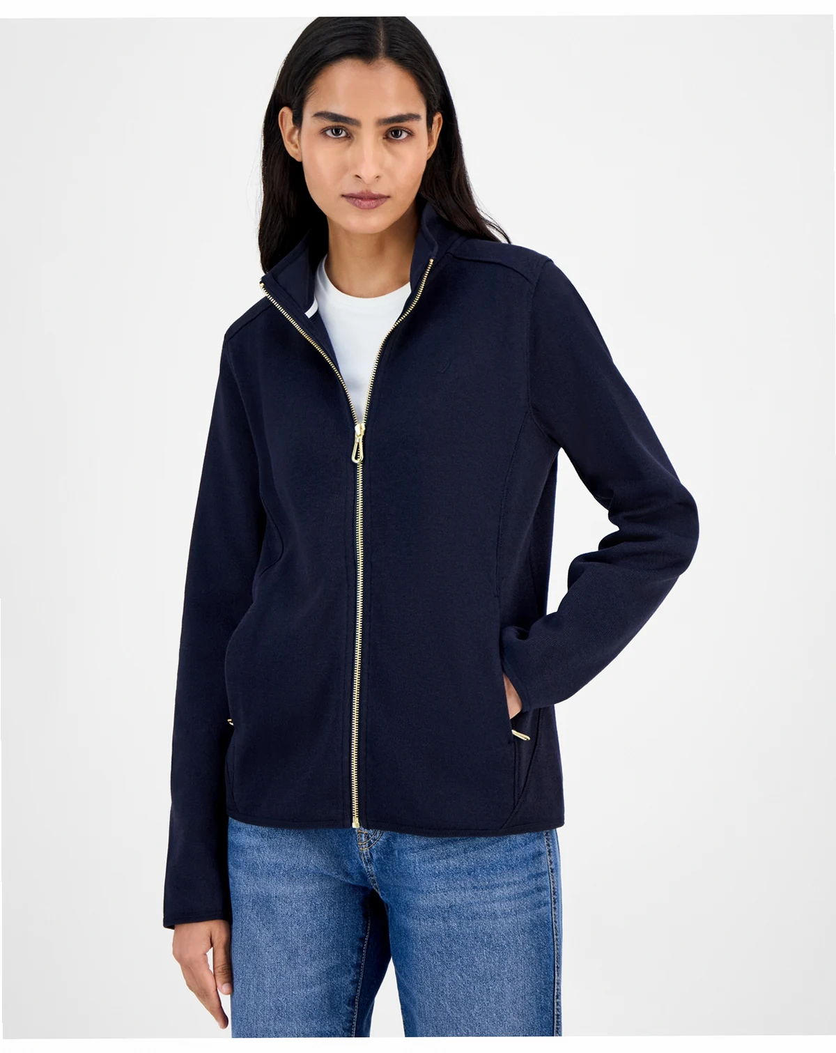 Nautica Women's Zip-Front Fleece Sweater jacket