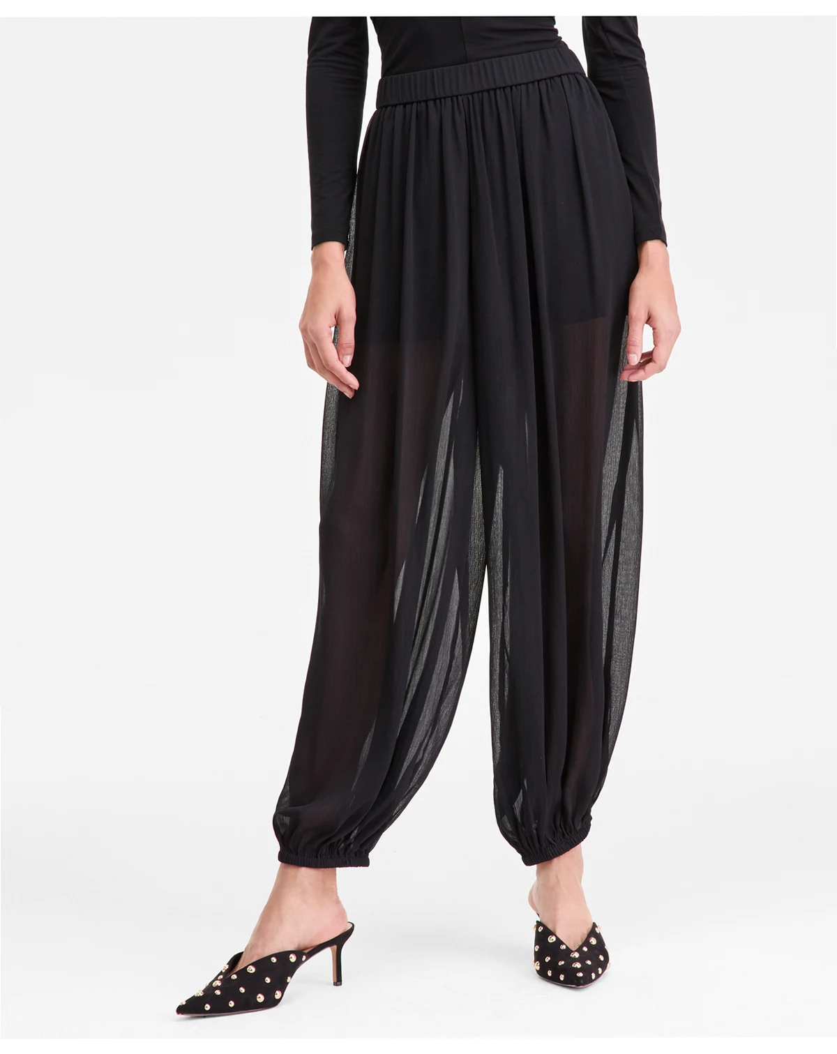 Women's Pull-On Crinkle-Chiffon Balloon Pants, Macy's Exclusive