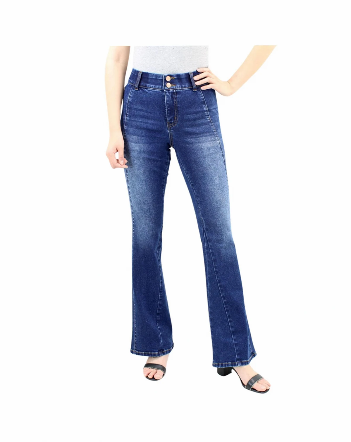 Women's Tummy Control Seamed Detail Flare Wide Leg Jean