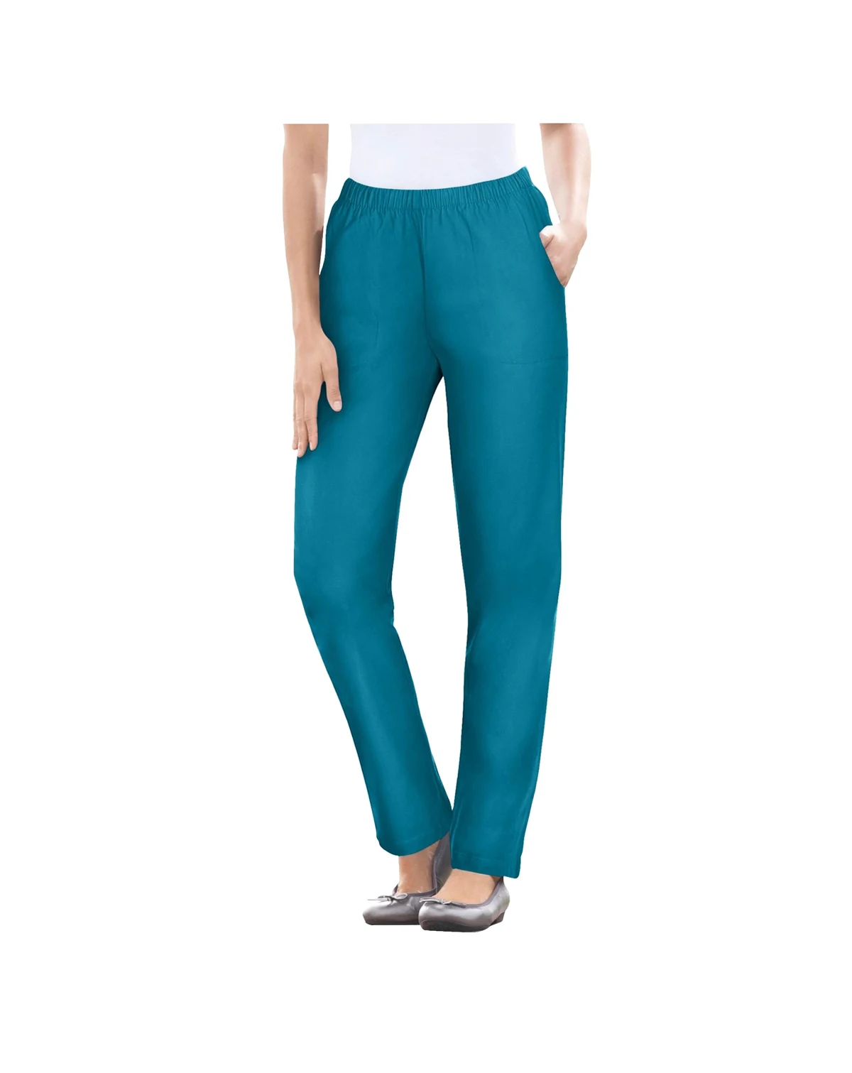 Women's Within Straight Leg Fineline Pull-On Stretch Denim Jeans