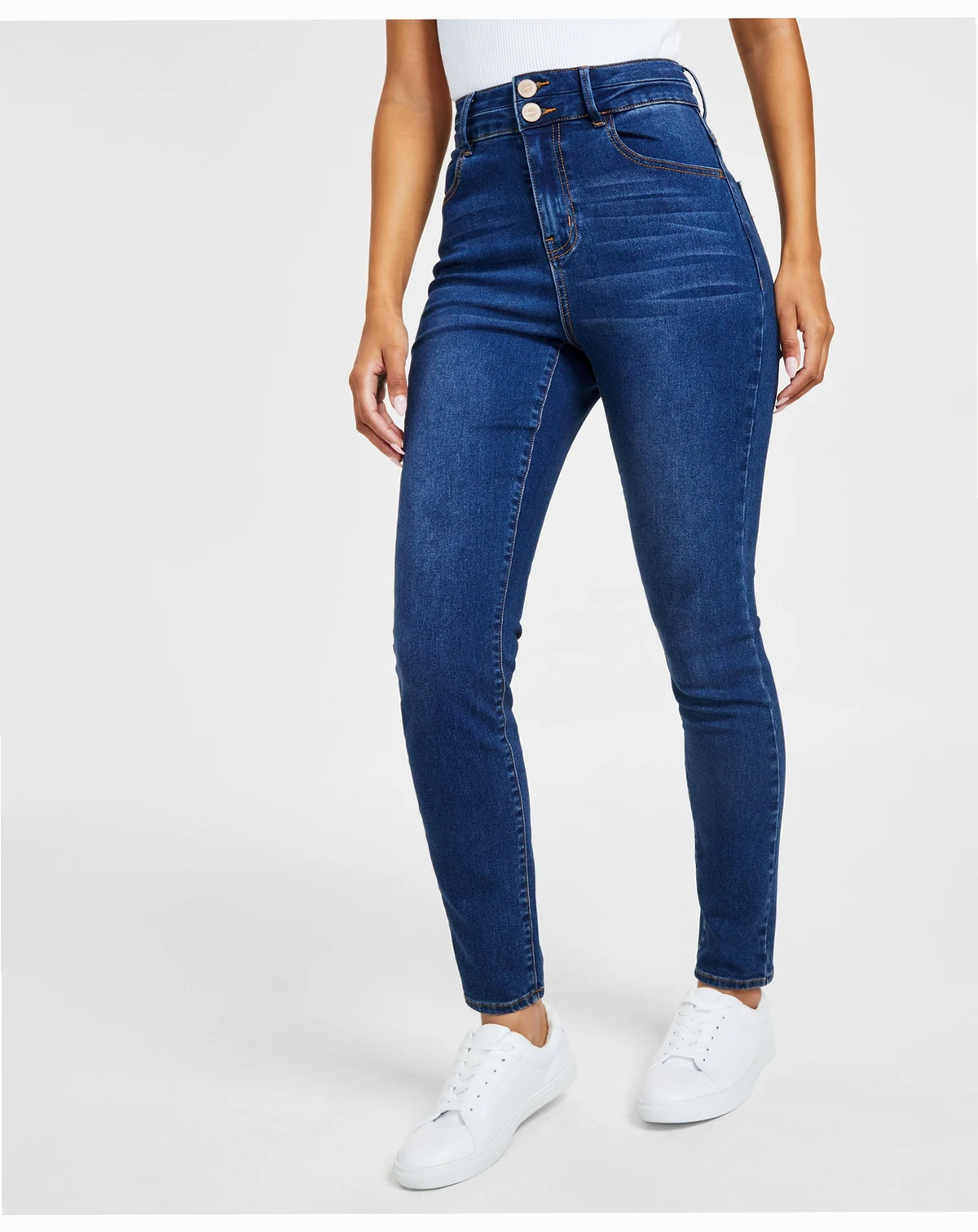Curvy High Rise Double Button Skinny Jeans