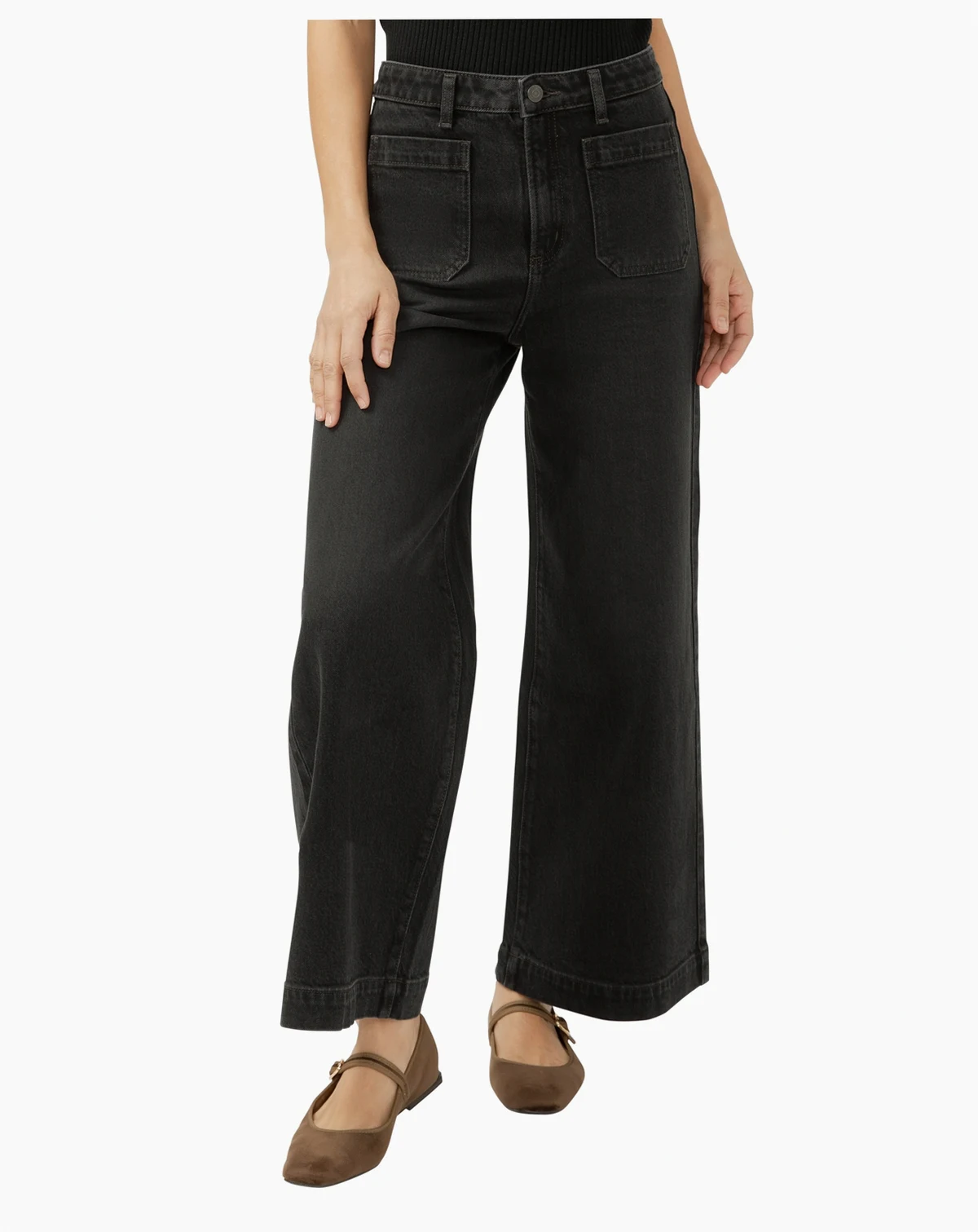 Women's High Rise Vintage Ankle Wide Leg Jeans