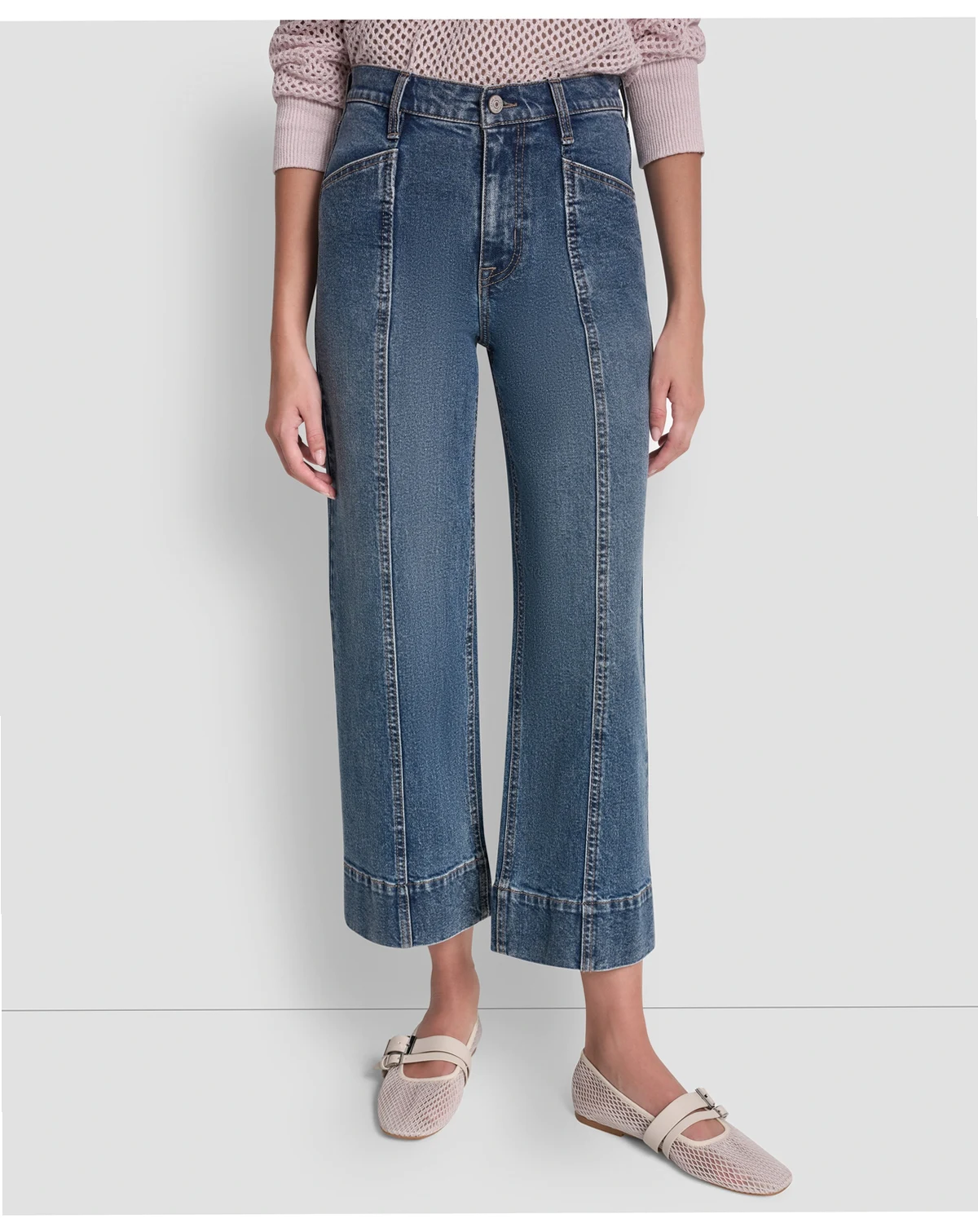 Women's High Rise Cropped Wide Leg Utility Jeans