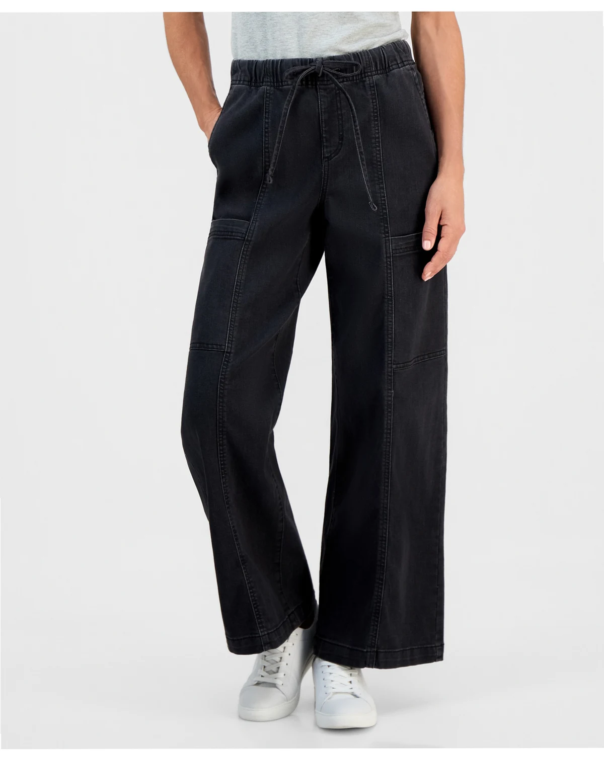 Petite Wide-Leg Utility Jeans, Macy's Exclusive