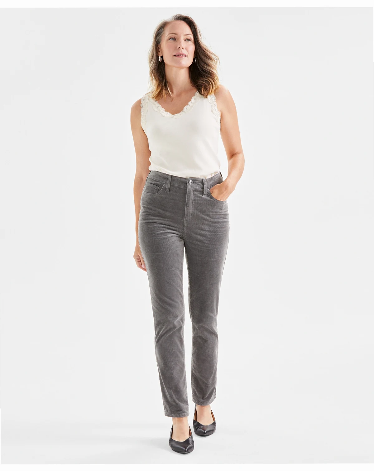 Women's High-Rise Straight-Leg Corduroy Jeans, Created for Macy's