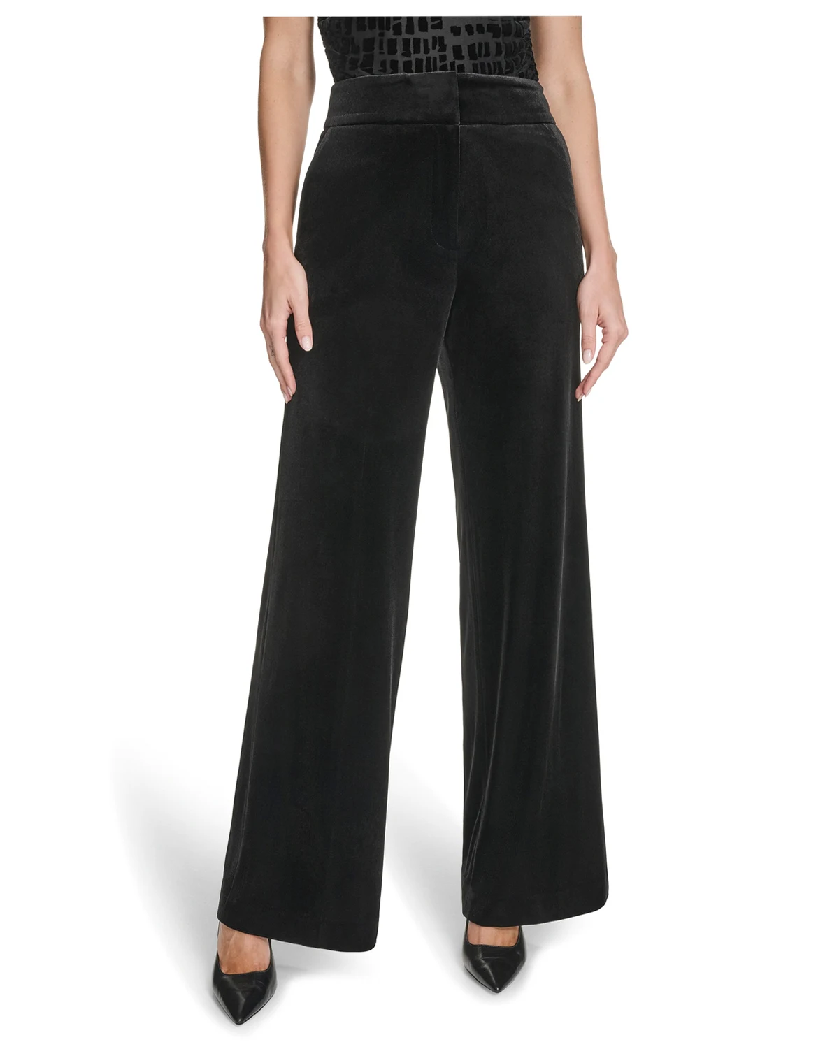 Petite Wide Leg Mid-Rise Pants