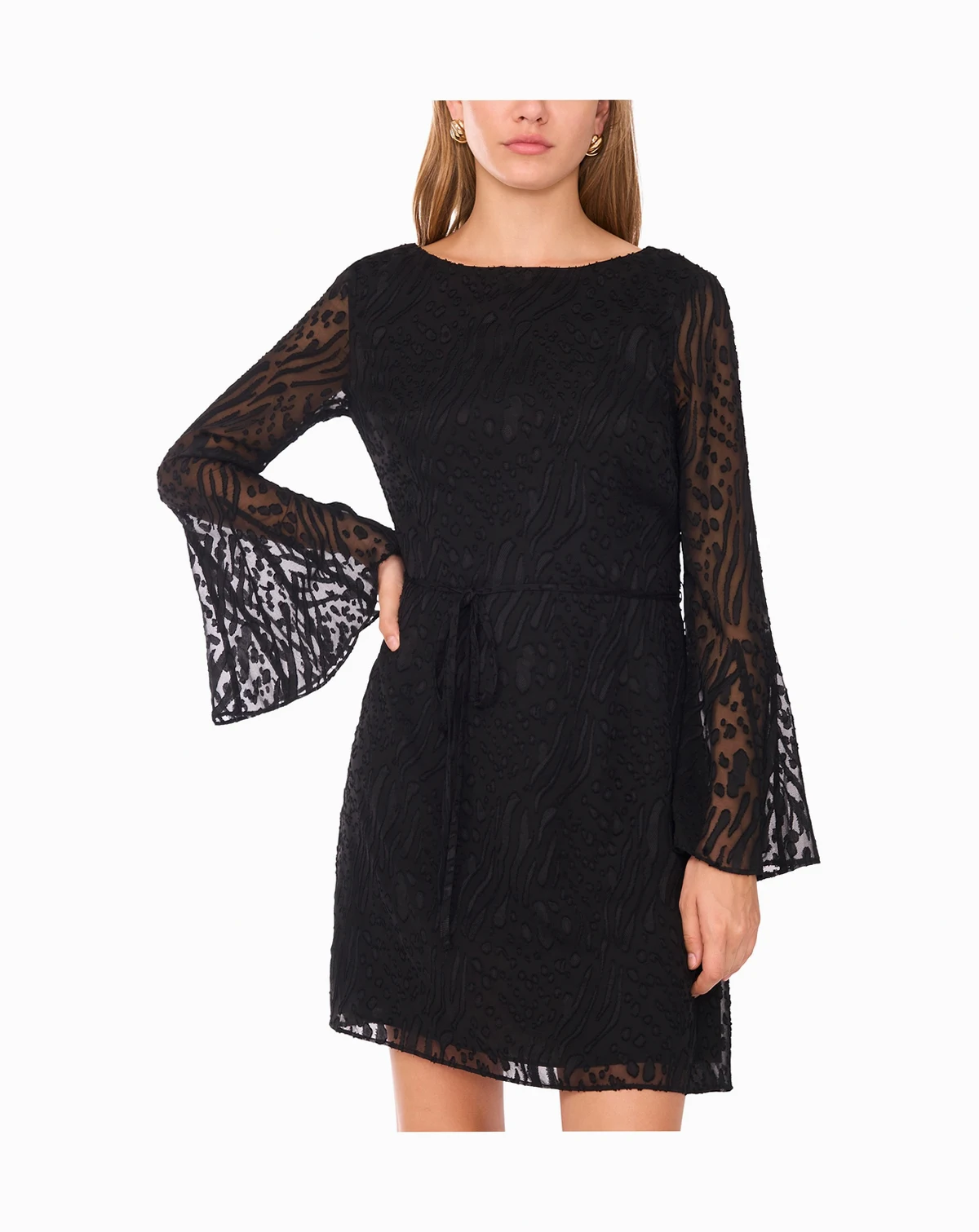 Women's Cowl Back Bell Sleeve Mini Dress