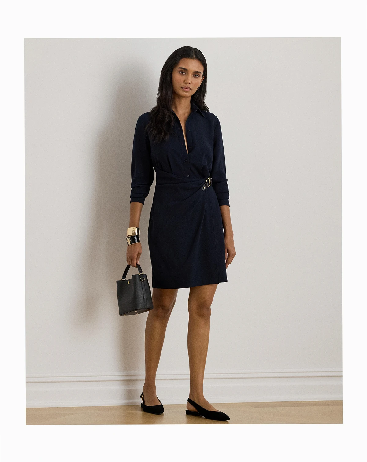 Women's Buckle-Trim Shirt Dress