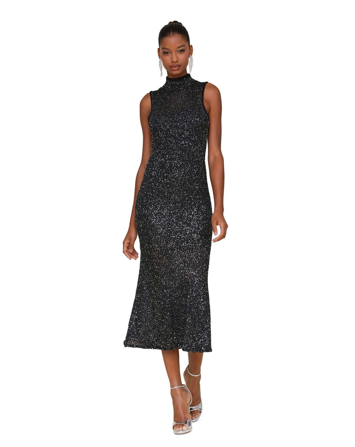 Women's Sequined Midi Sweater Dress