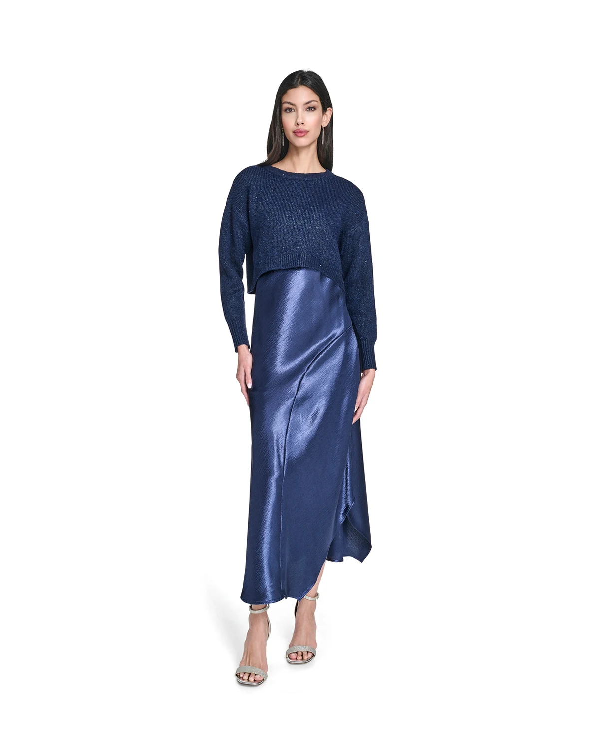 Women's Crewneck Slip Dress with Sweater