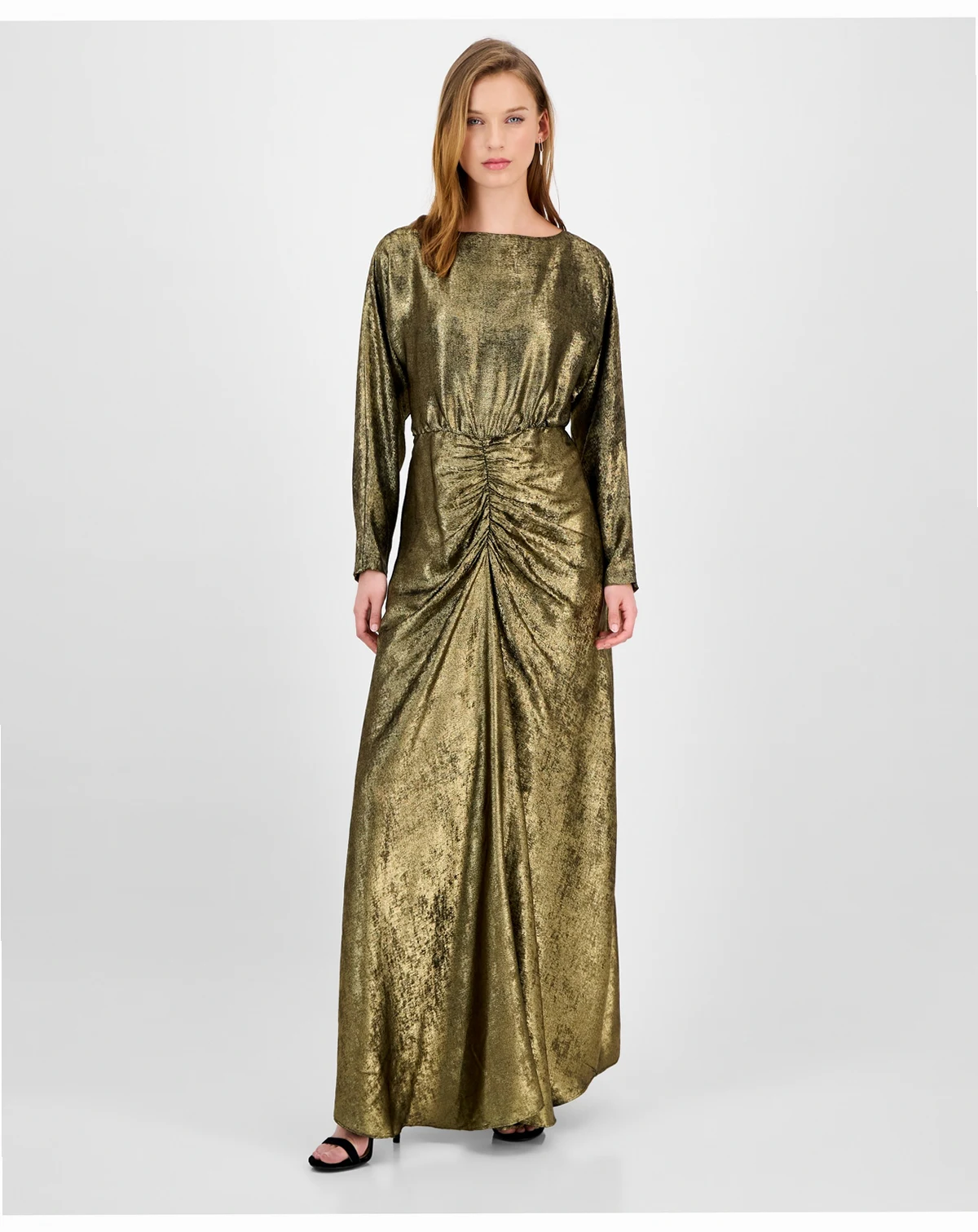 Women's Metallic Satin Maxi Dress