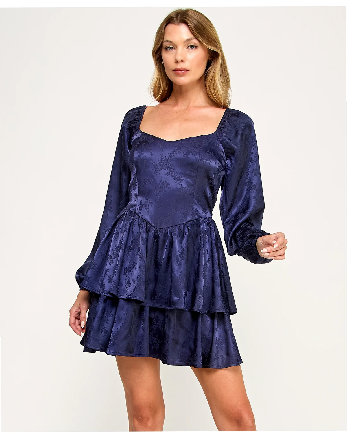 Juniors' Long Sleeve Double-Tiered Dress