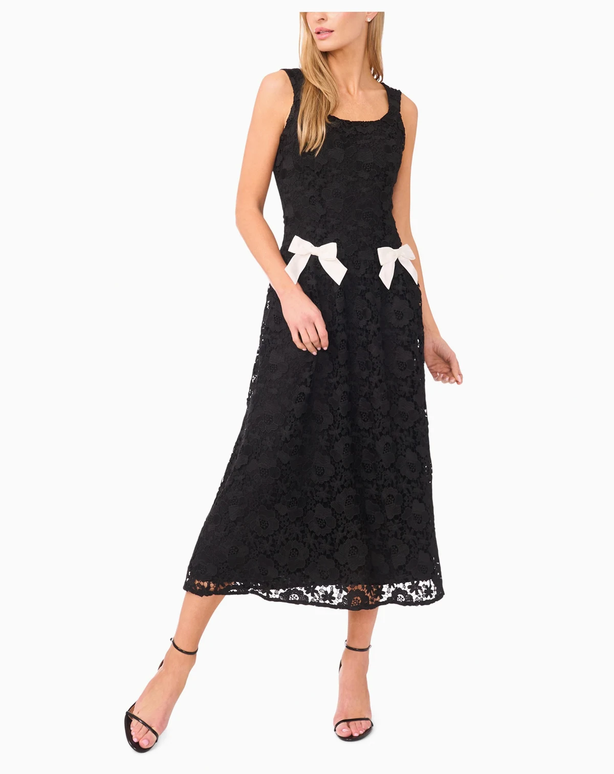 Women's Scoop Neck Lace Midi Dress