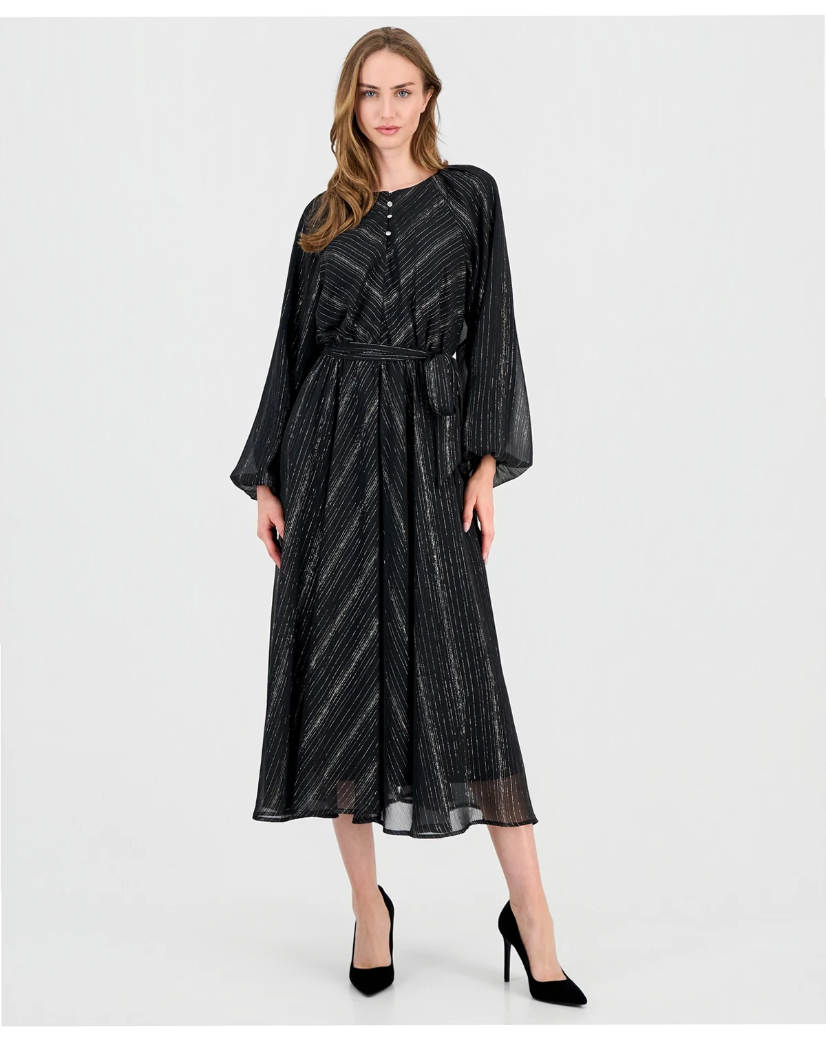 Women's Long-Sleeve Fit & Flare Dress