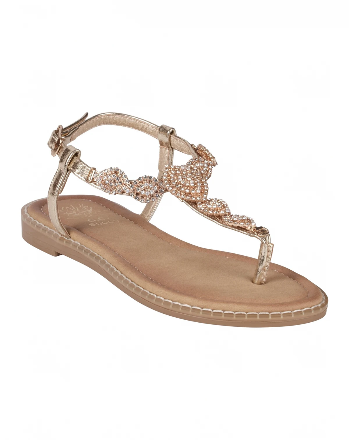 Women's Cali Embellished T Strap Flat Sandals